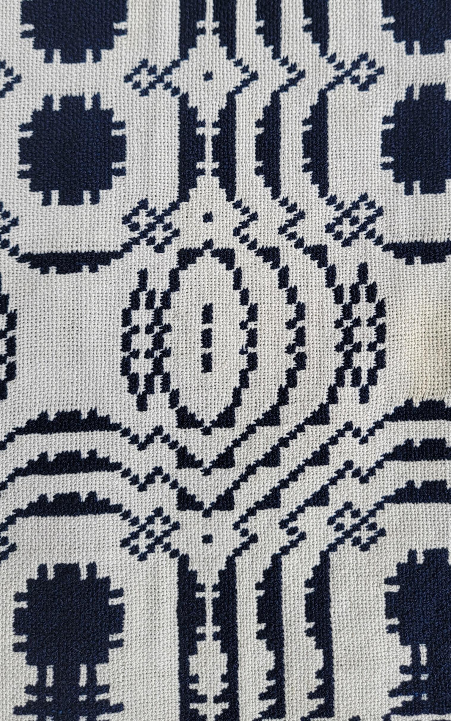 XIXe siècle Début du 19ème siècle, couvre-lit double tissé en indigo et blanc en vente
