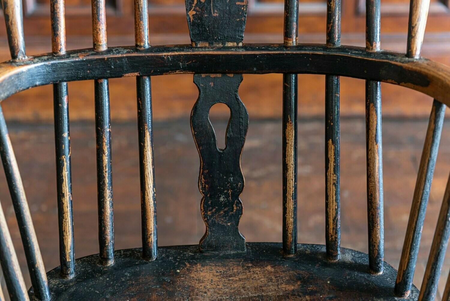 Early 19th Century English Ebonized Windsor Hoop Back Chair 3