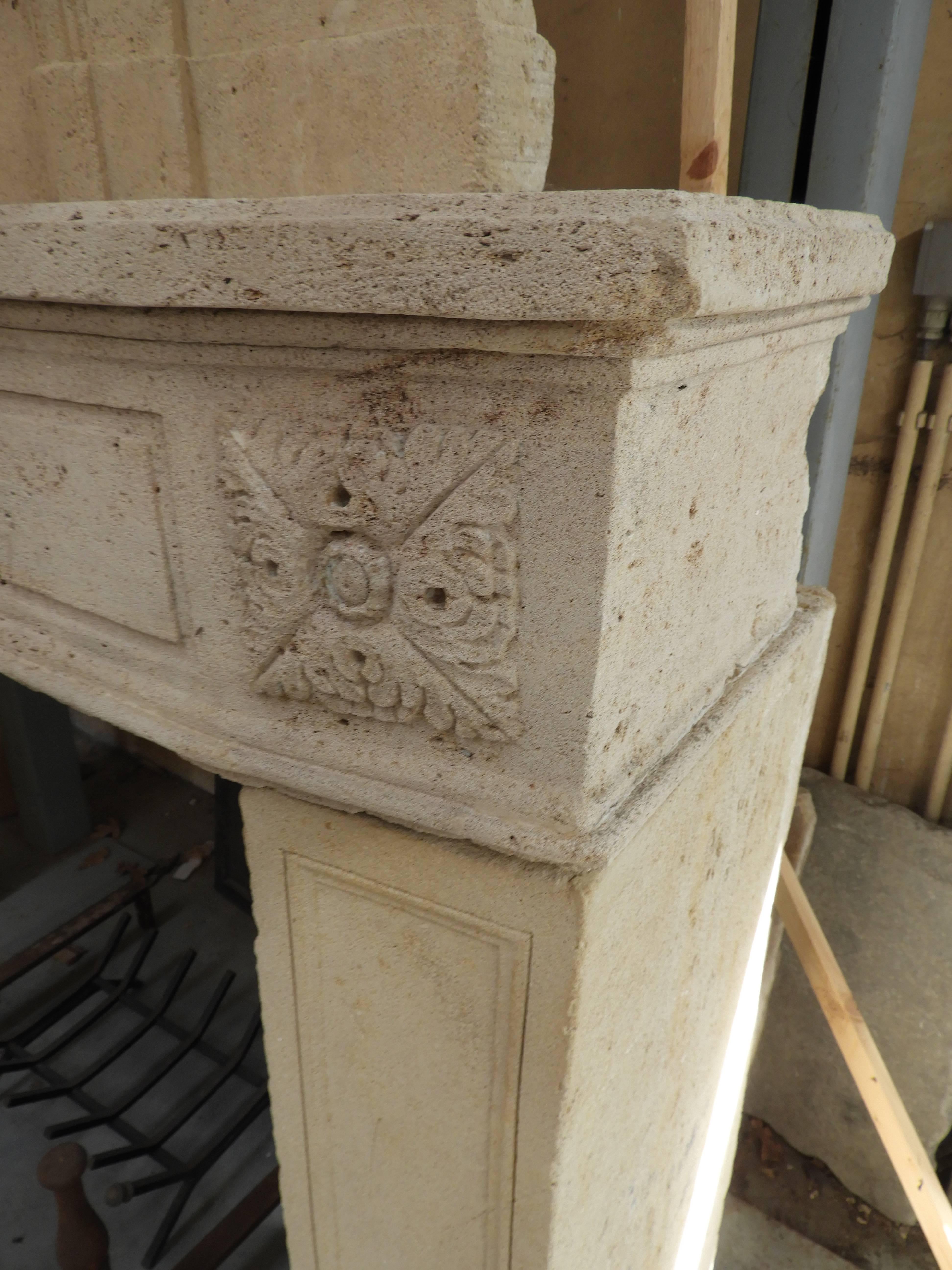 Early 19the Century Louis XVI Fireplace in French Limestone For Sale 11