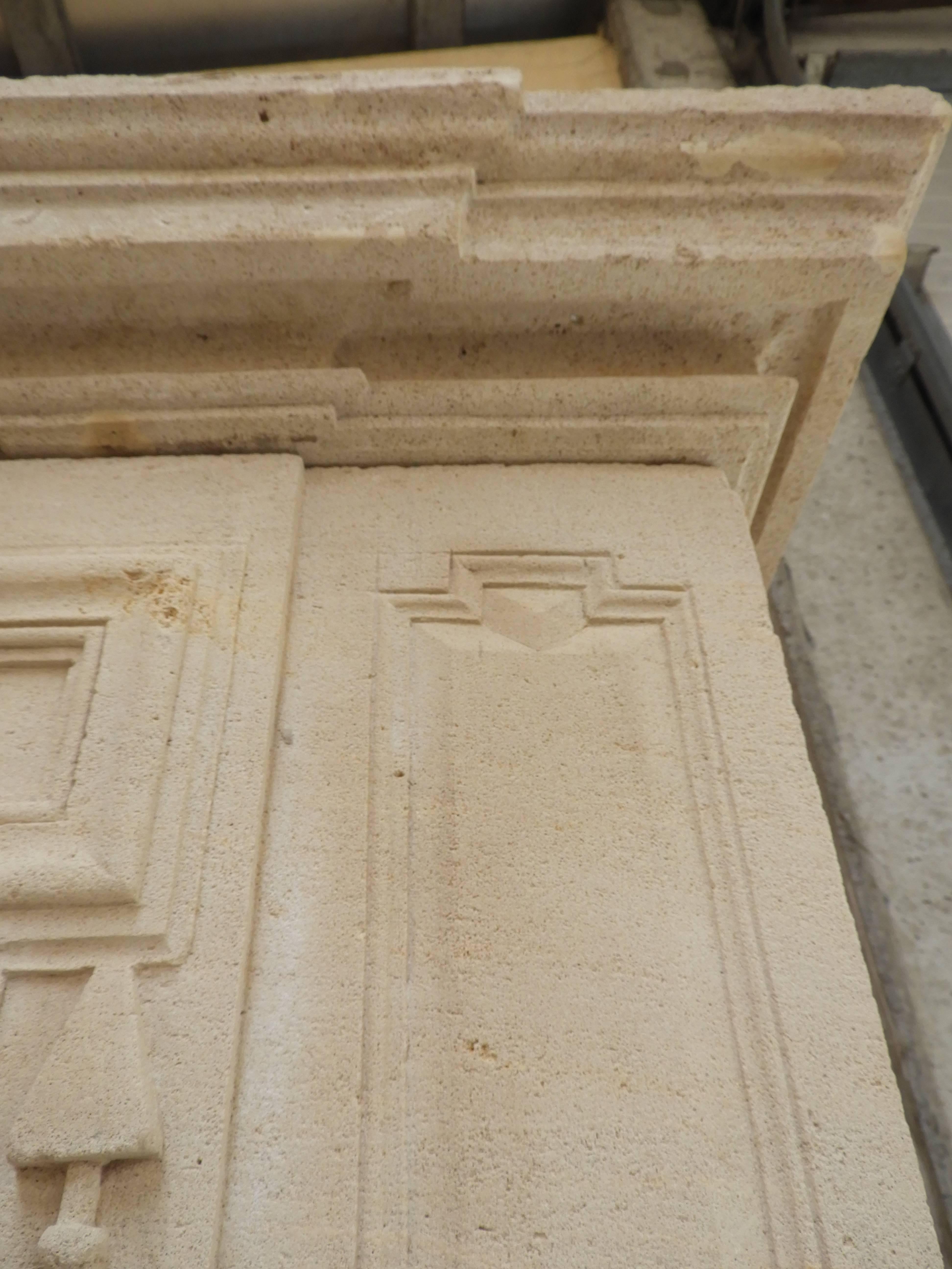 Hand-Carved Early 19the Century Louis XVI Fireplace in French Limestone For Sale