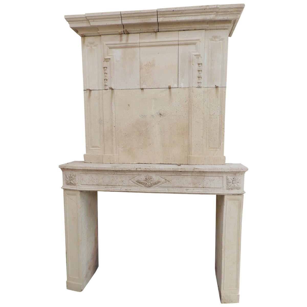 Early 19the Century Louis XVI Fireplace in French Limestone For Sale