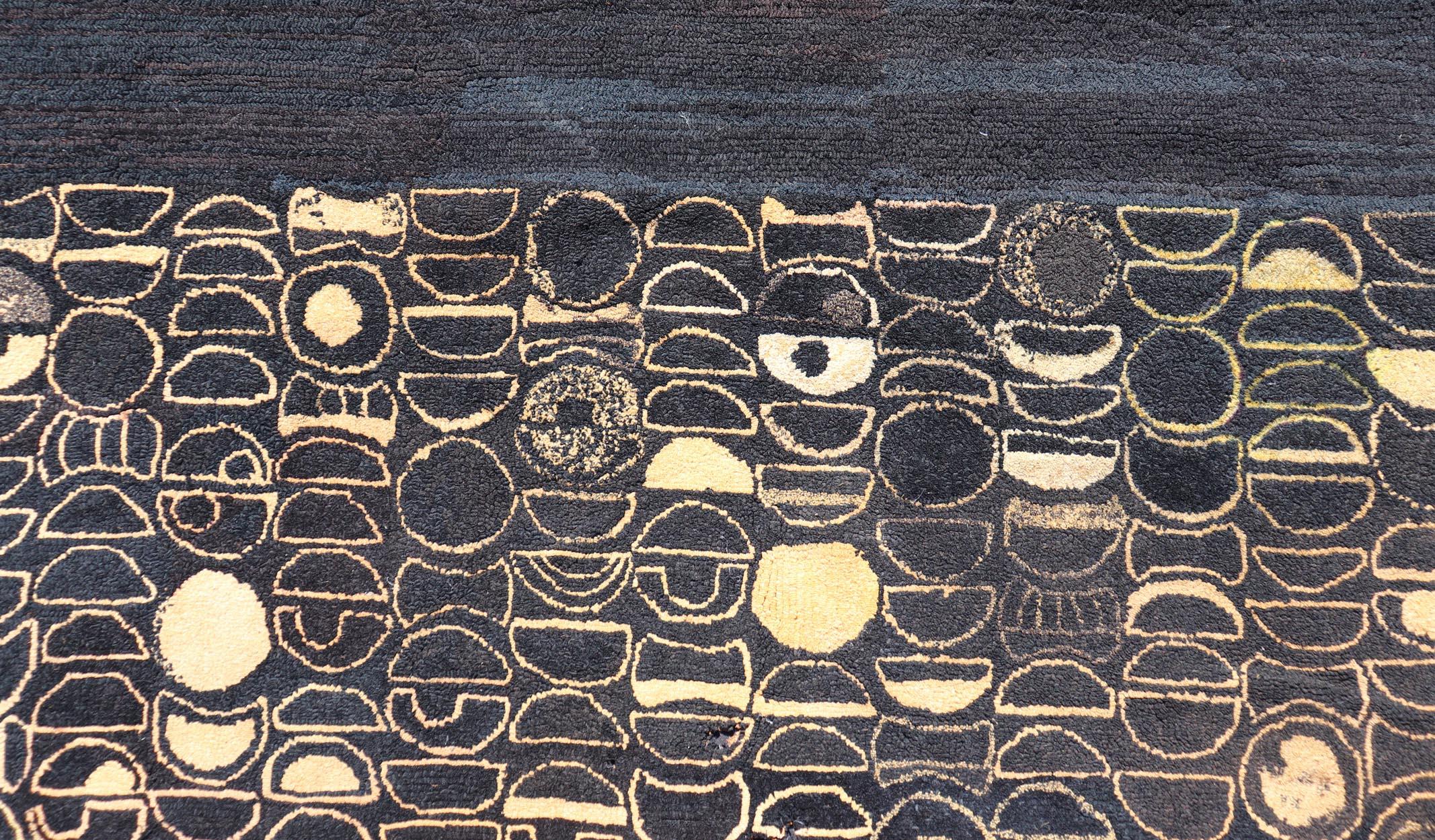 Late 19th Century Early 20 Century American Hooked Rug with inspired by Modern Art 4'8 x 7'2 For Sale