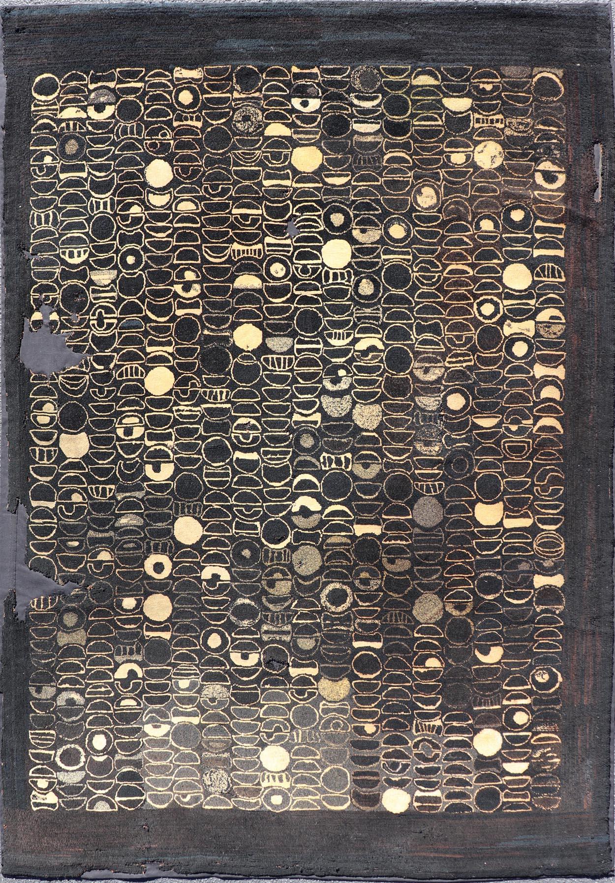 Early 20 Century American Hooked Rug with inspired by Modern Art 4'8 x 7'2 For Sale