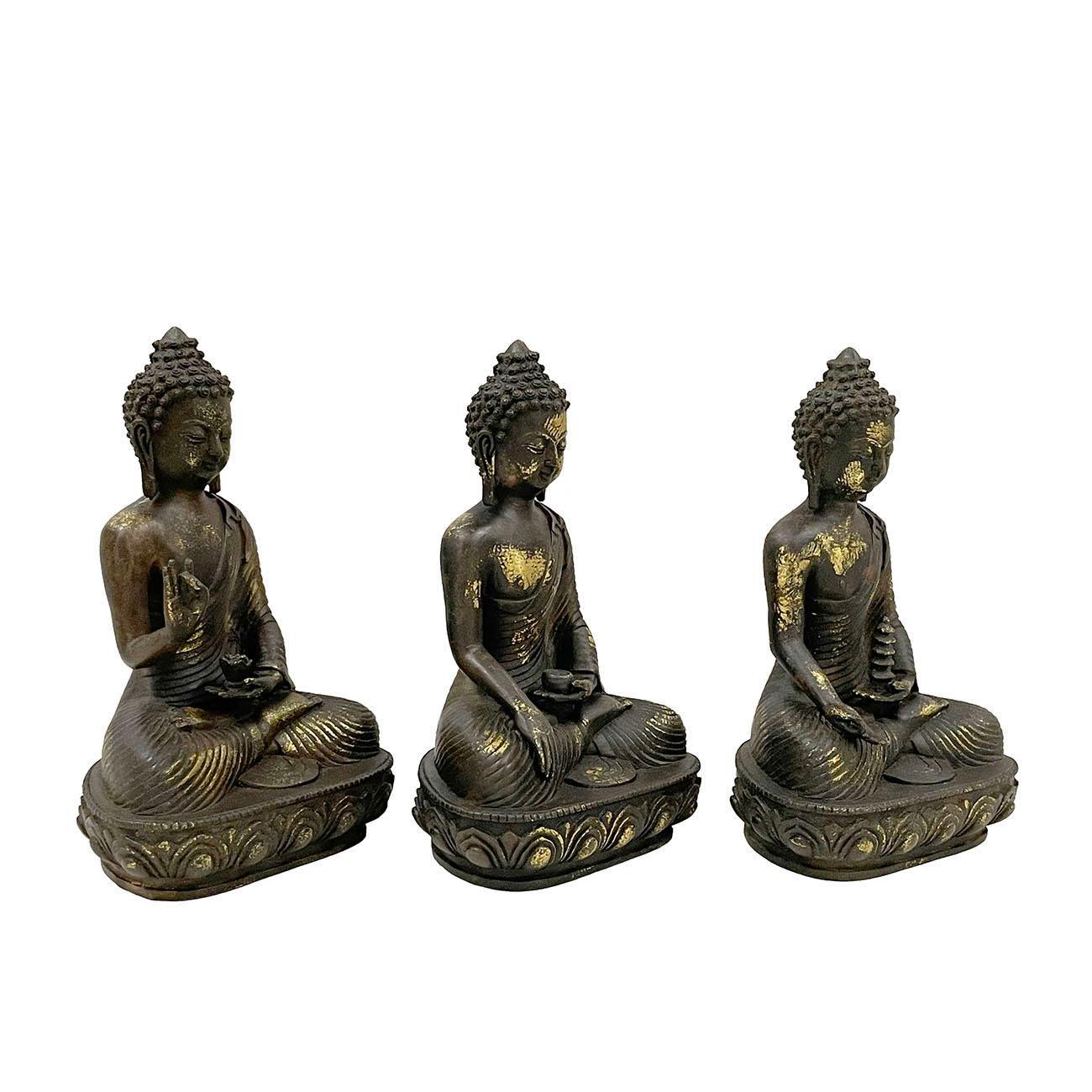 Chinese Export Early 20 Century Antique Carved Bronze 3 Generations of Buddha Statues For Sale