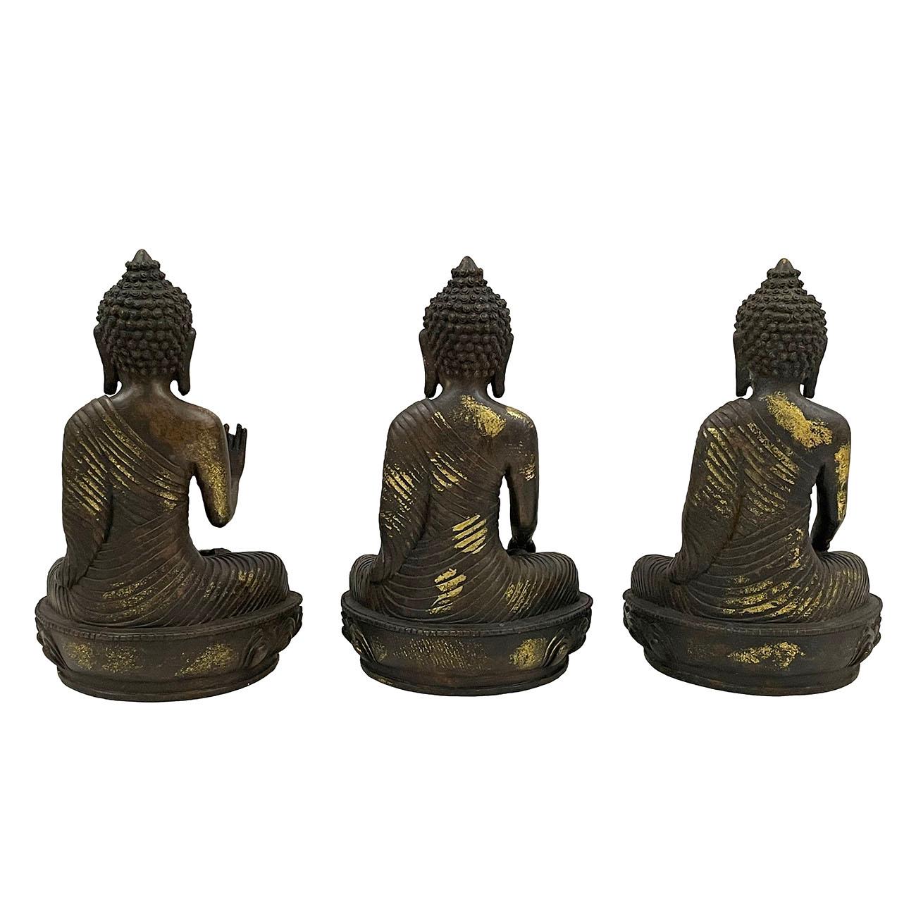 Bronzo Statue di Buddha di 3 generazioni in bronzo intagliato dei primi del 20° secolo in vendita