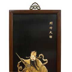 Set di 4 targhe da parete in palissandro cinese con intarsi in giada dei primi anni del 20° secolo