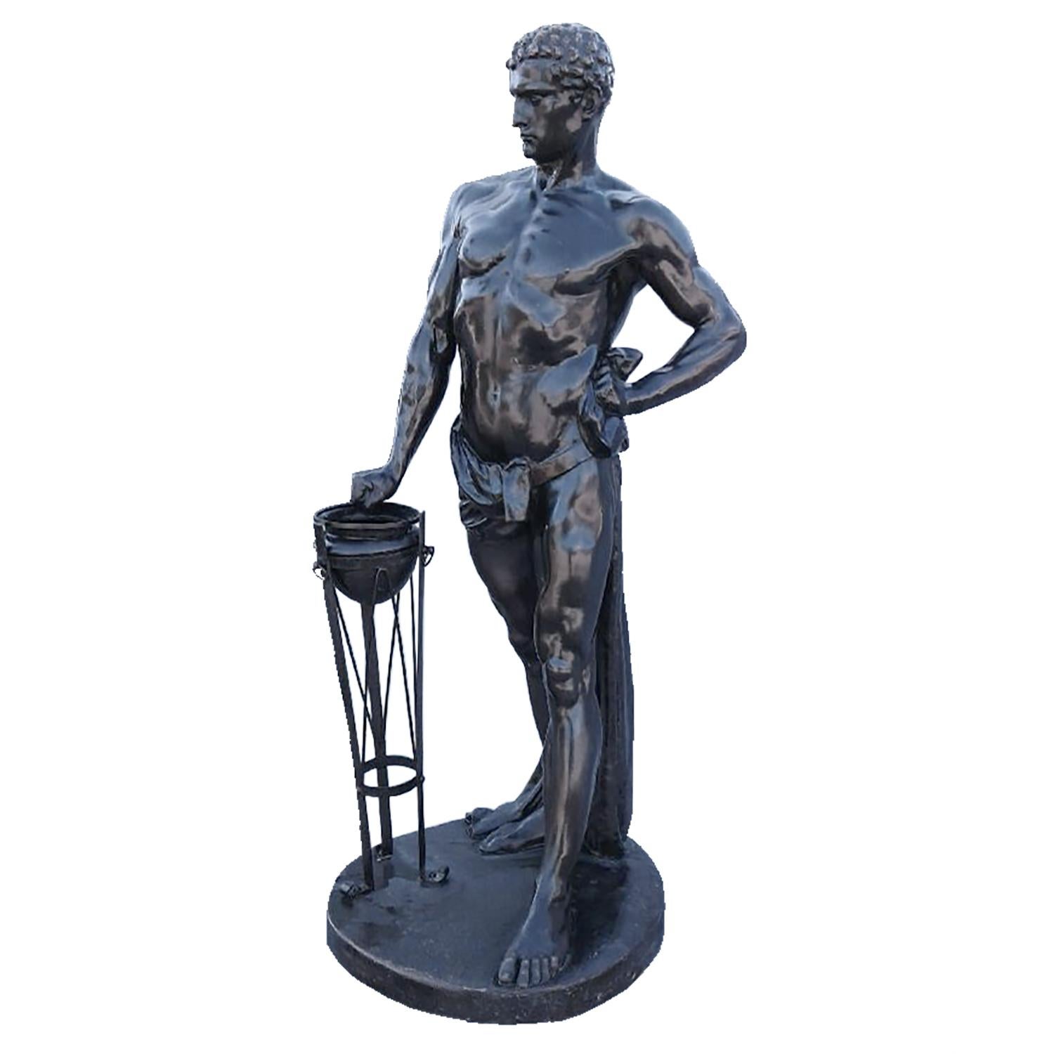 Art déco 20e siècle Allemagne Vintage Bronze Figure de Mucius Scaevola par Wilhelm Kumm