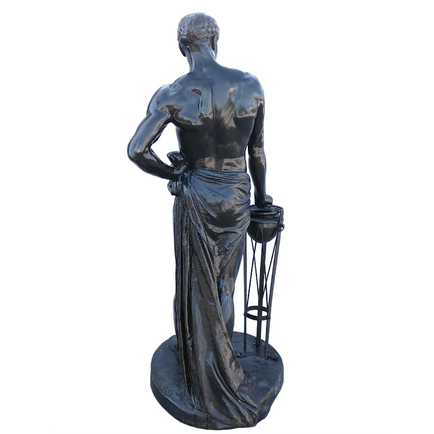 Allemand 20e siècle Allemagne Vintage Bronze Figure de Mucius Scaevola par Wilhelm Kumm