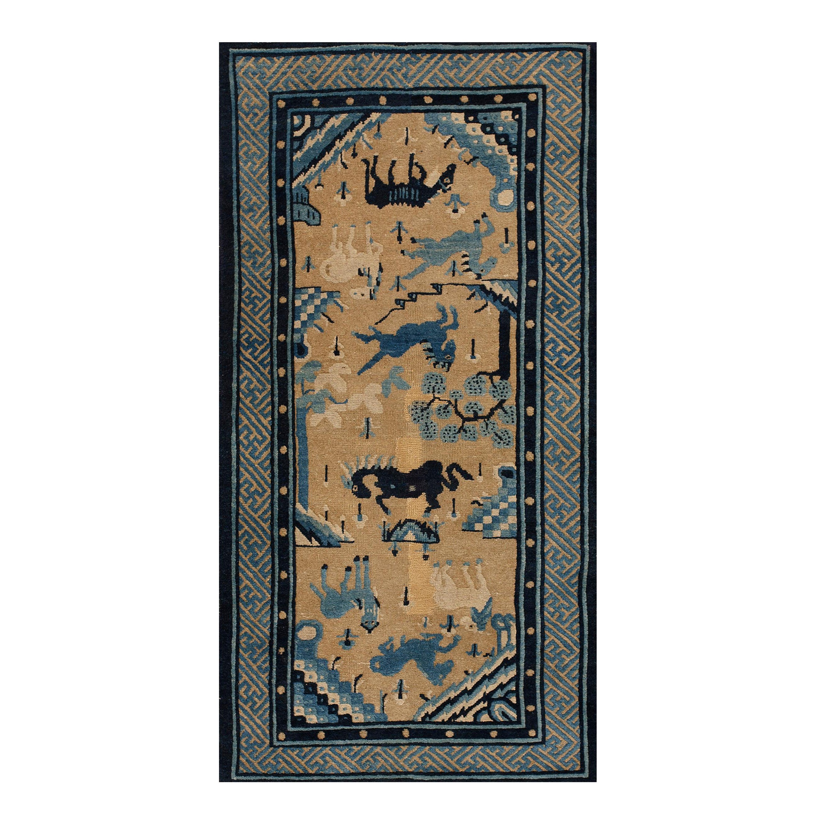 Tapis chinois Baotou du début du 20ème siècle ( 2'6" x 4'8" - 76 x 142 )