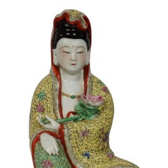 Early 20 Century Chinese Famille-Rose Porcelain Kwan Yin Statuary