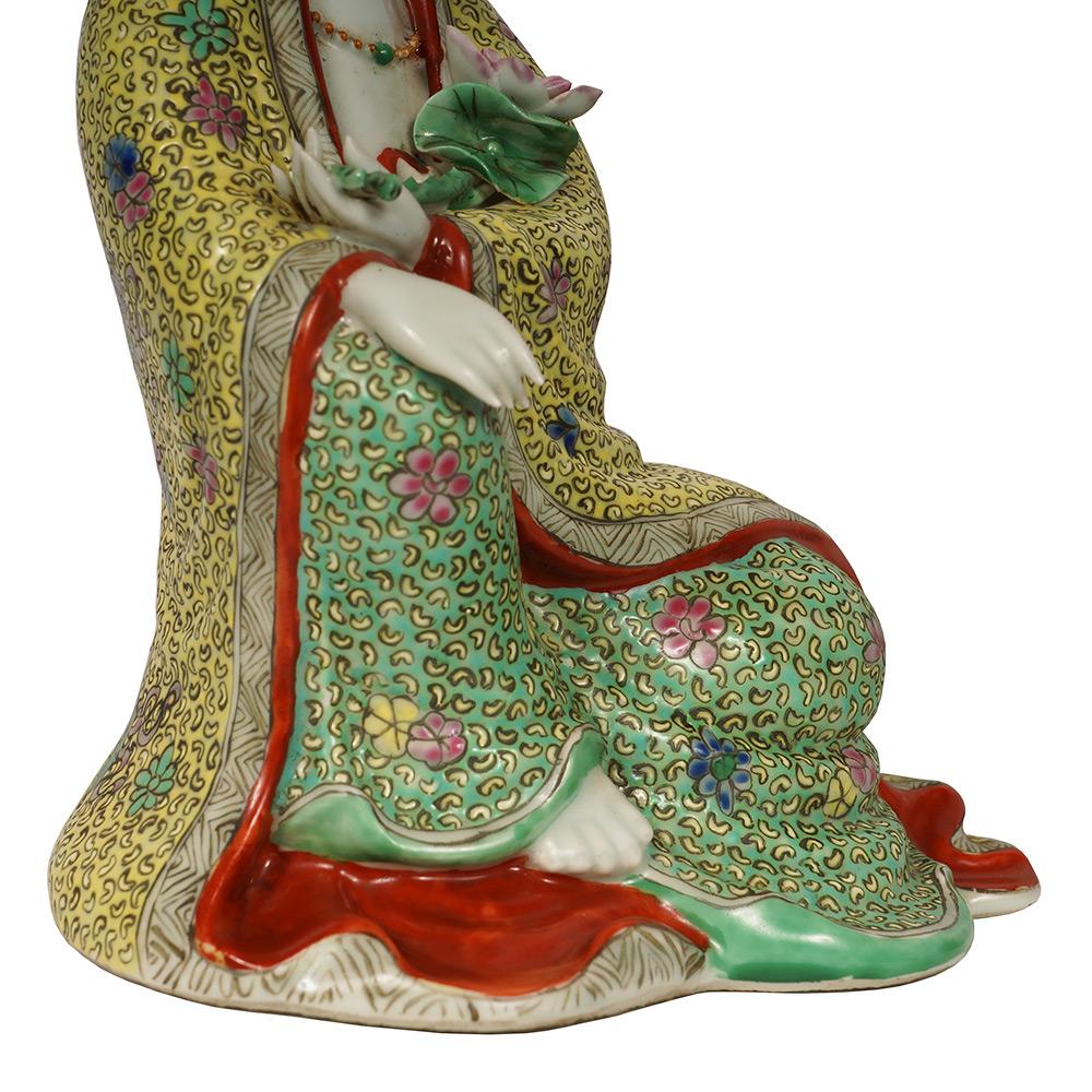 Early 20 Century Chinese Famille-Rose Porcelain Kwan Yin Statuary 3