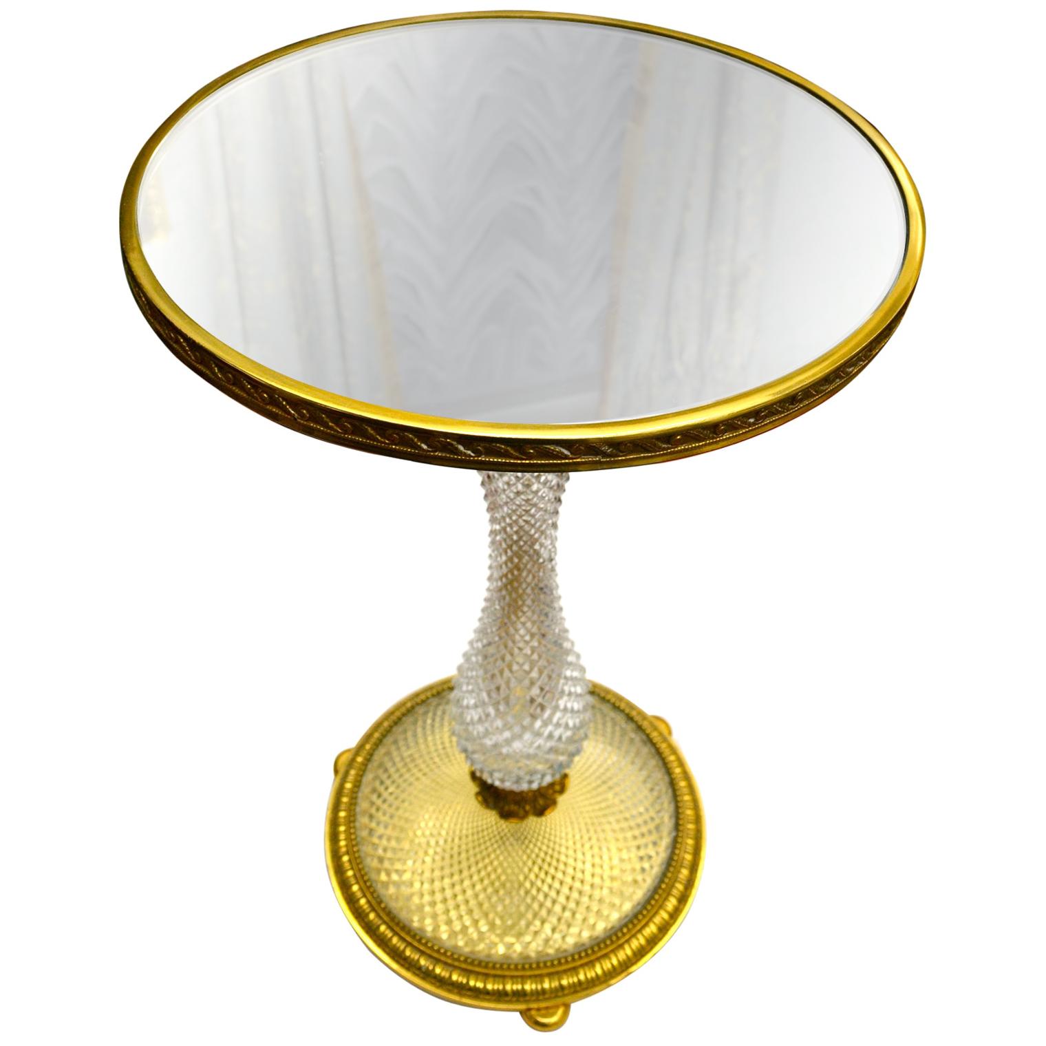 Early 20 Century Cut Crystal and Gilt Bronze Lamp Table Attributed to Baccarat