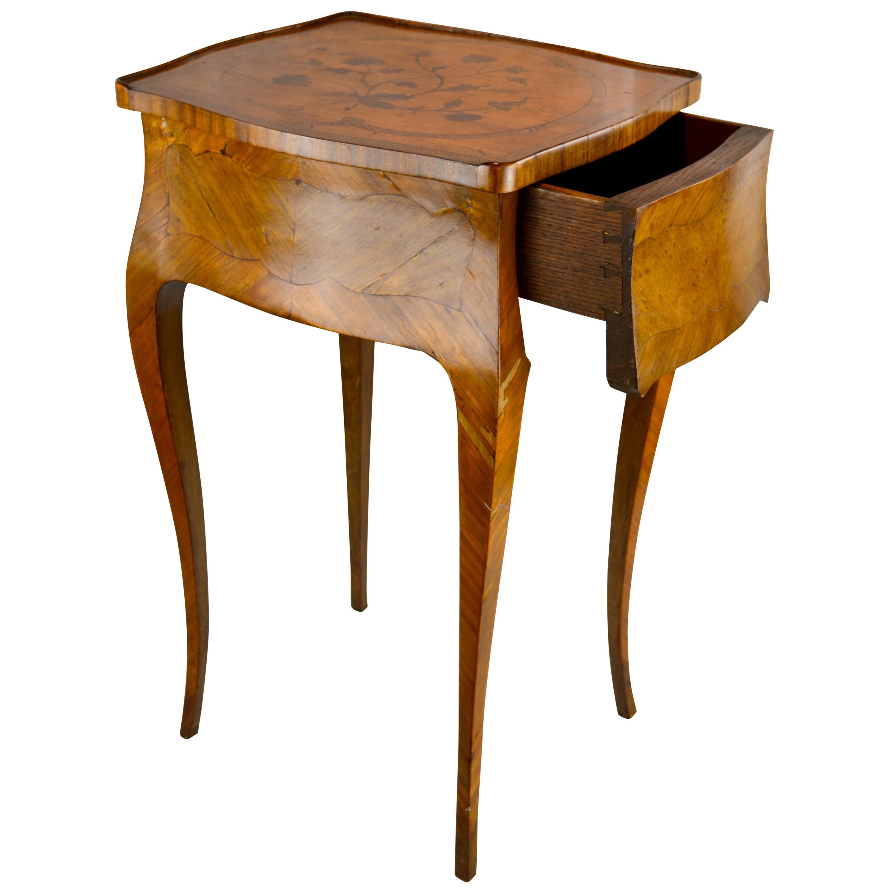 French Louis XVI Style Marquetry Table For Sale