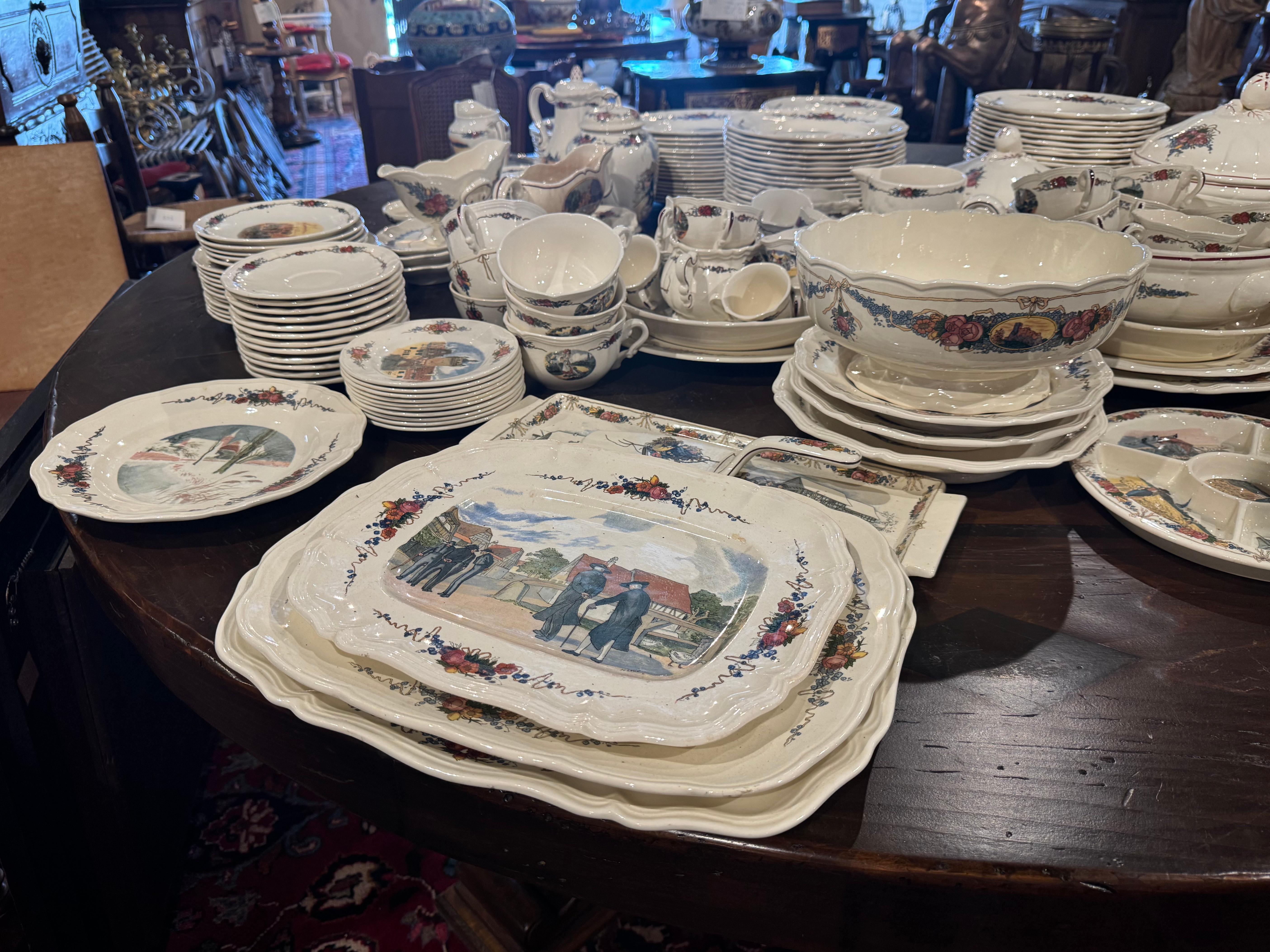 Early 20 Century French Porcelain Dinnerware, About 208 Pieces Signed H. Loux For Sale 4