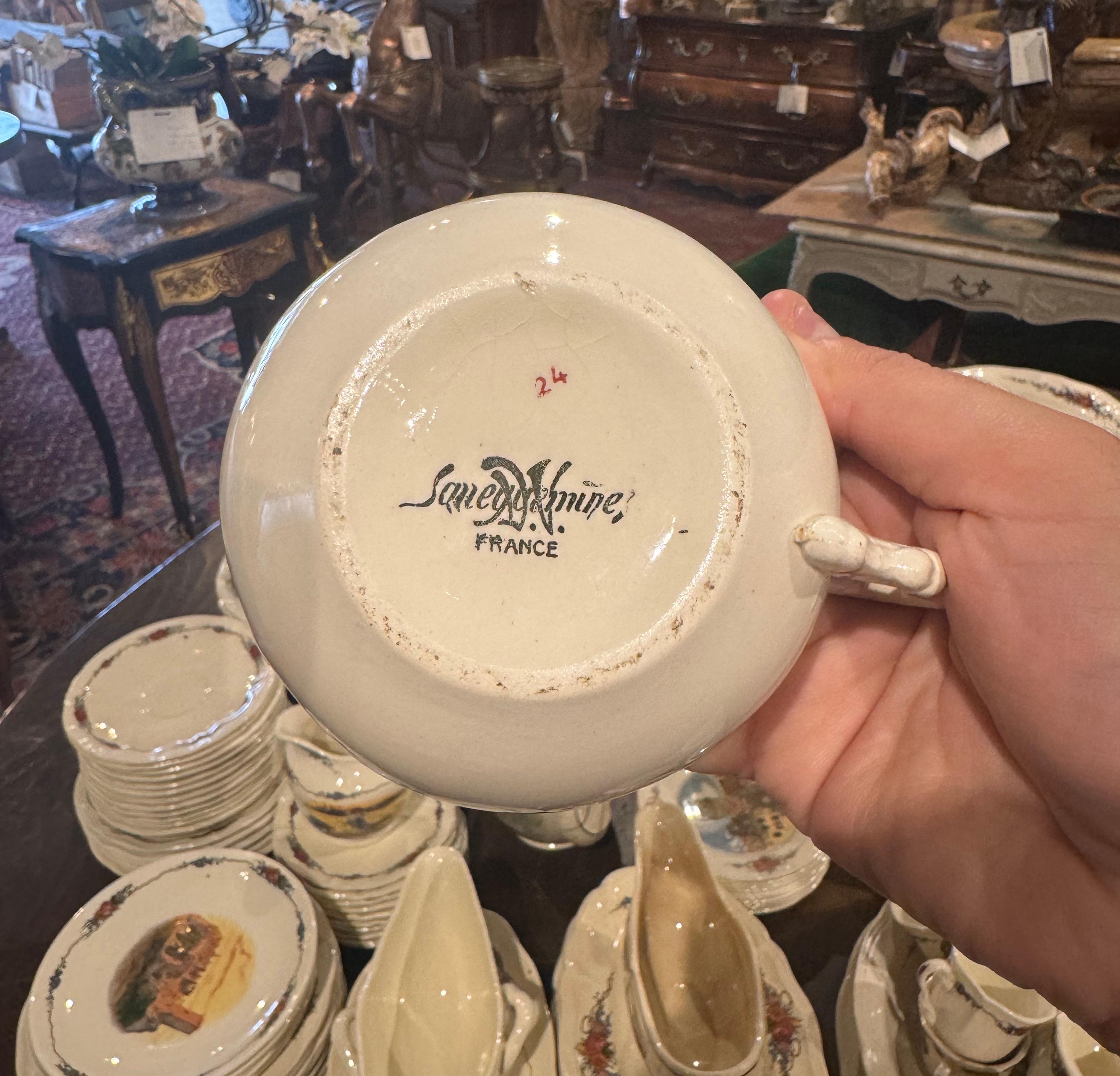 Early 20 Century French Porcelain Dinnerware, About 208 Pieces Signed H. Loux For Sale 8