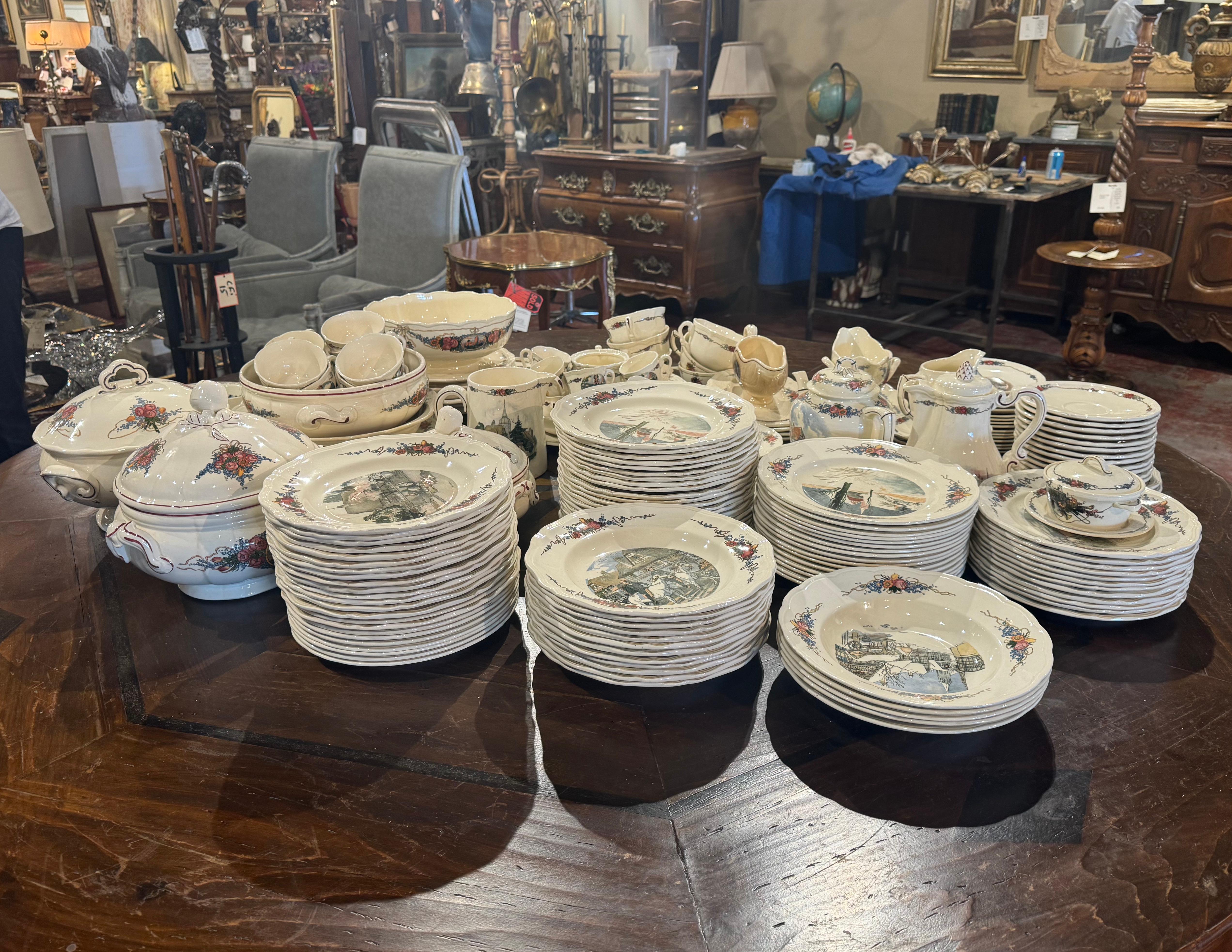 Early 20 Century French Porcelain Dinnerware, About 208 Pieces Signed H. Loux For Sale 2