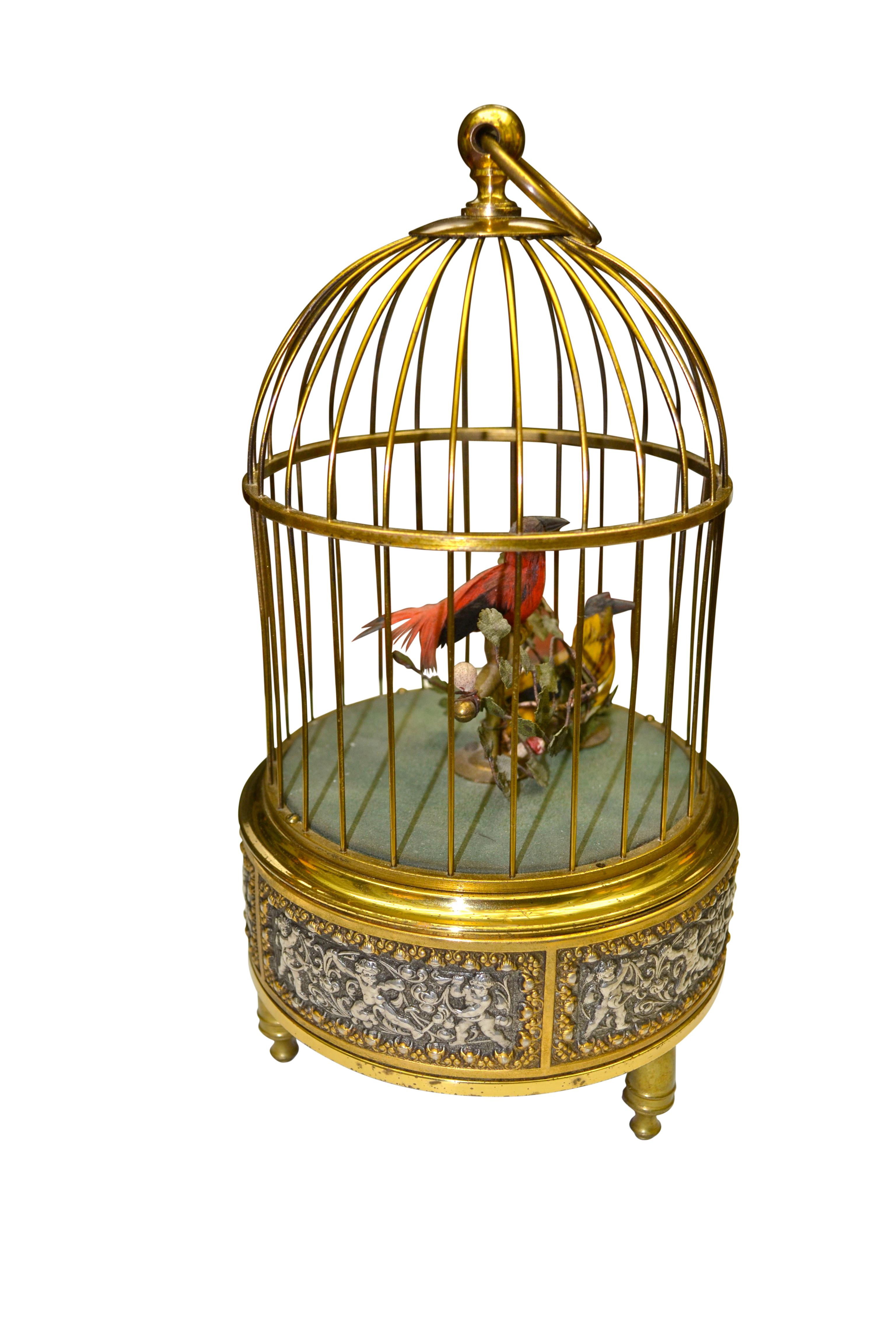mechanical bird in cage