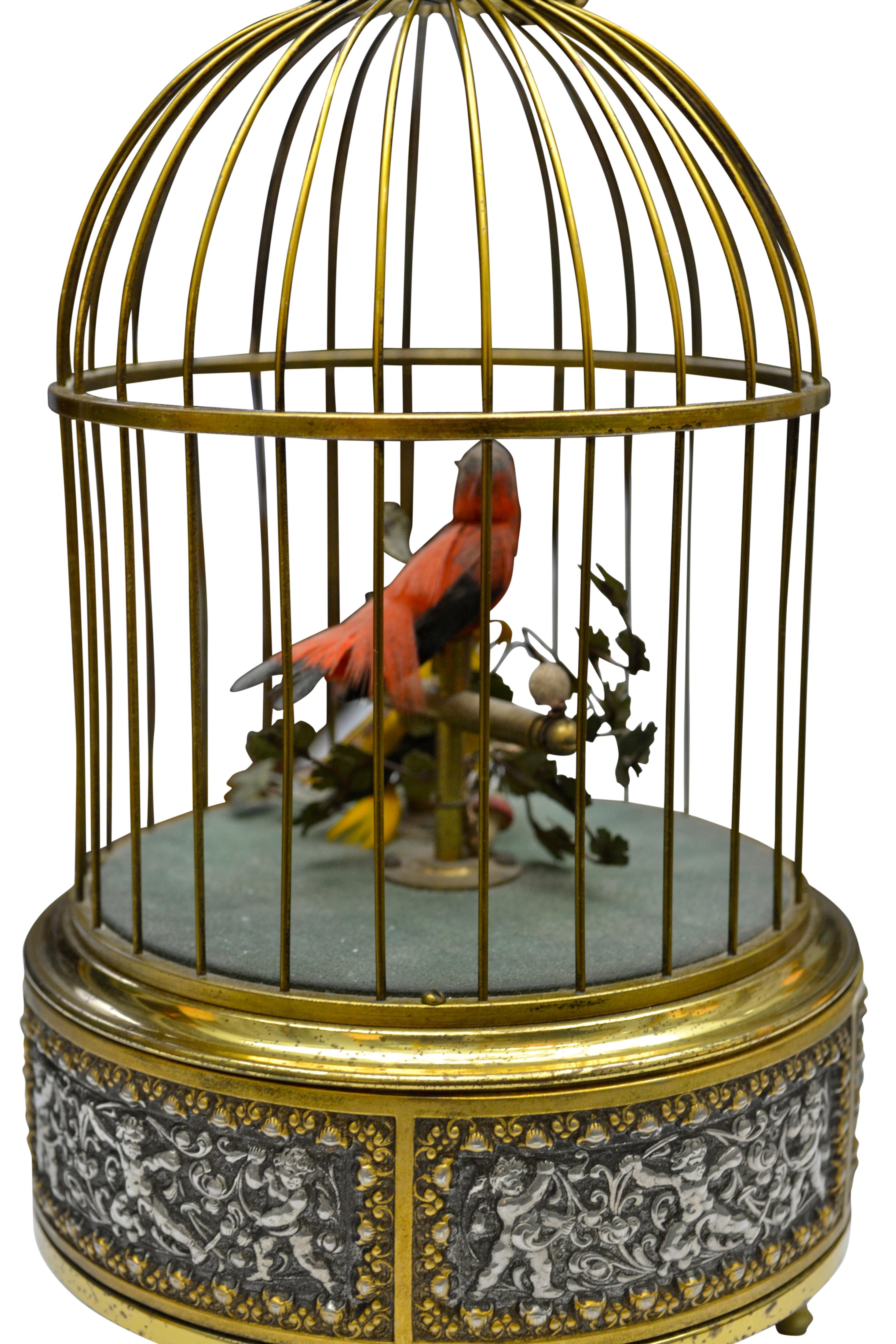 wind up singing bird in cage