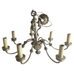 Early 20 Century Silvered 7 Arms Chandelier Baroque Style