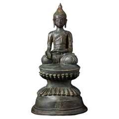 Antique Early 20 century Varda mudra old bronze Burmese Buddha statue - OriginalBuddhas