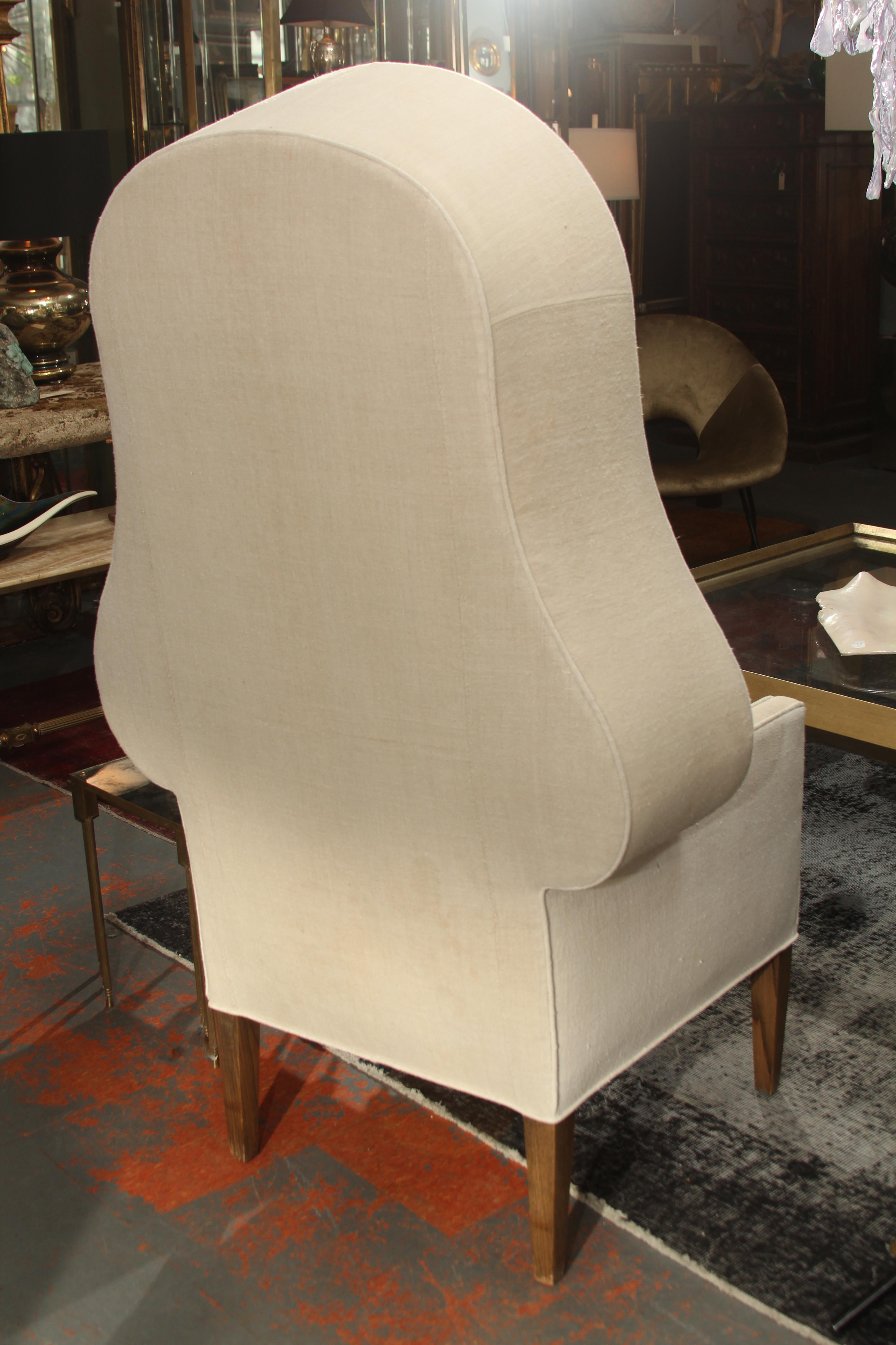 Early 20th Century Porters Chair in Antique Homespun Linen 2