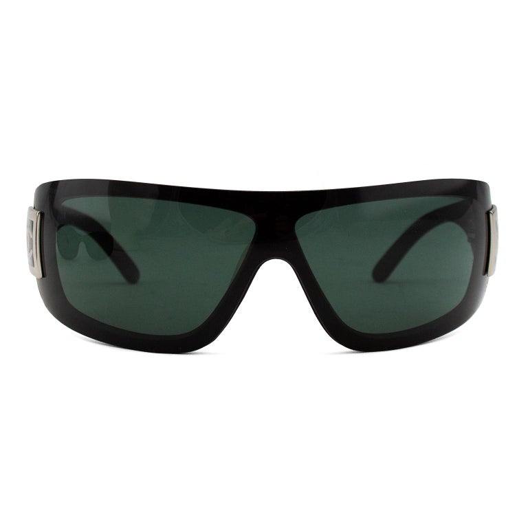 Early 2000 Chanel Black Wrap Around Sunglasses
