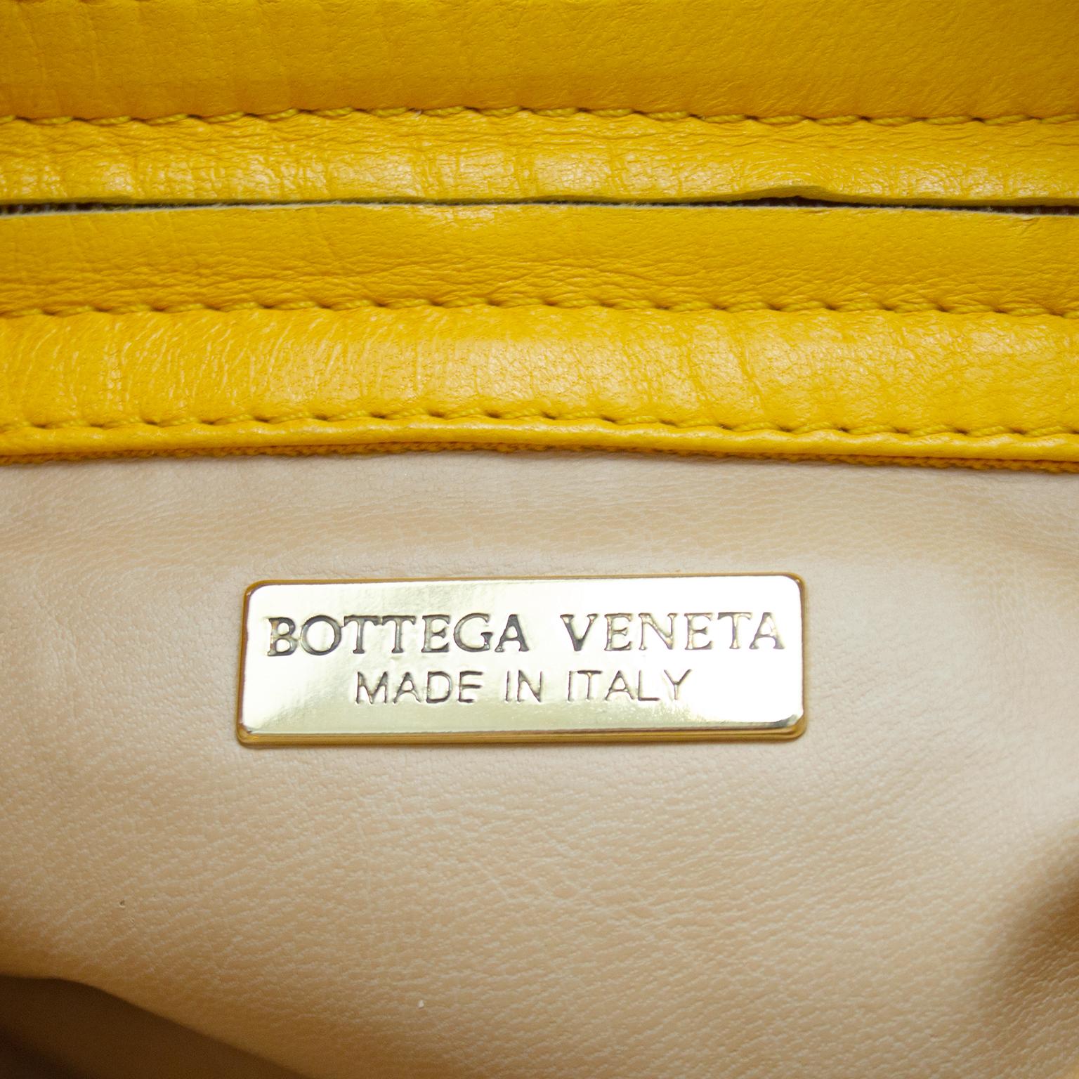 Early 2000s Bottega Veneta Yellow Intrecciato Mini Bag  In Good Condition In Toronto, Ontario