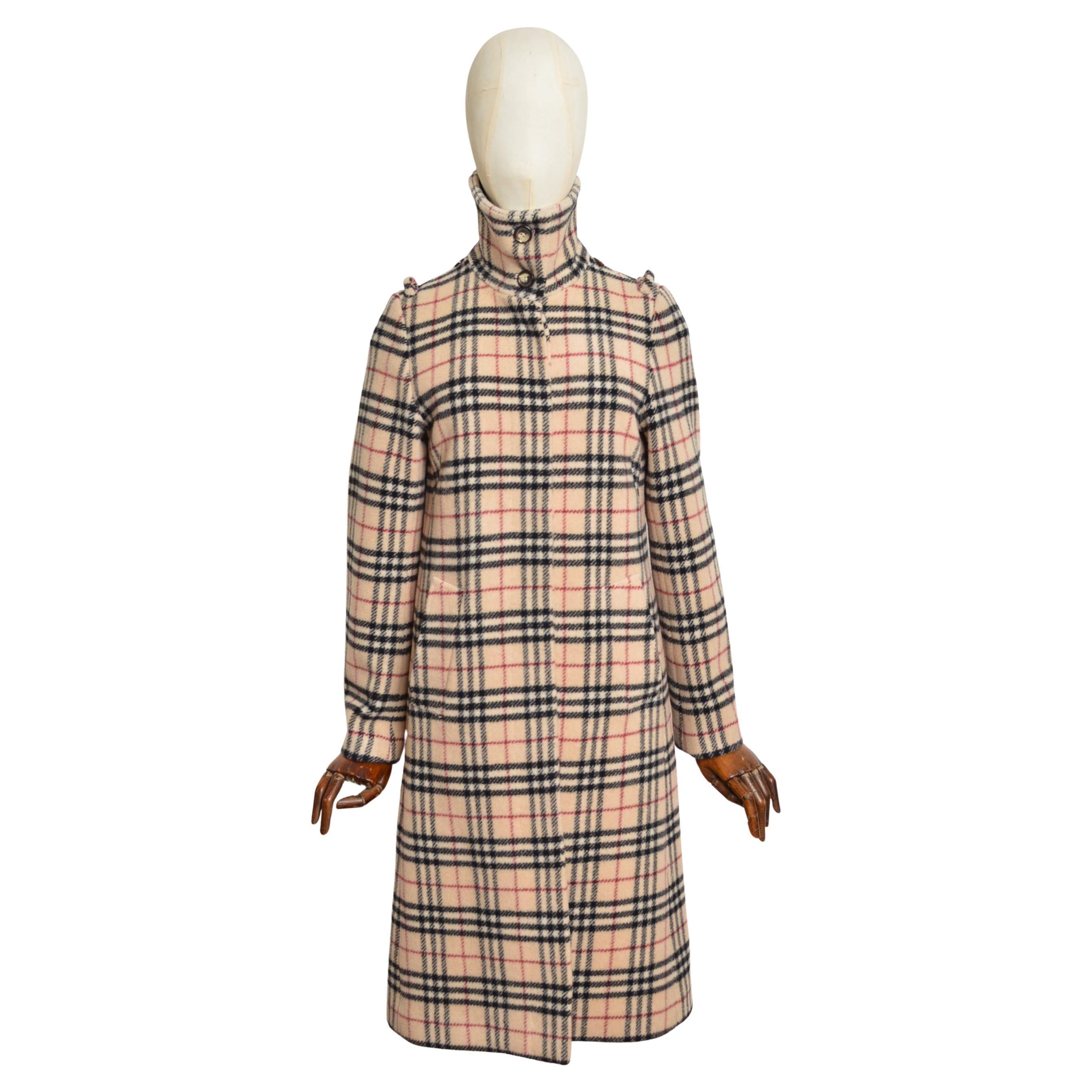 Cappotto sartoriale lungo in lana a quadri Nova di Burberry dei primi anni 2000 in vendita