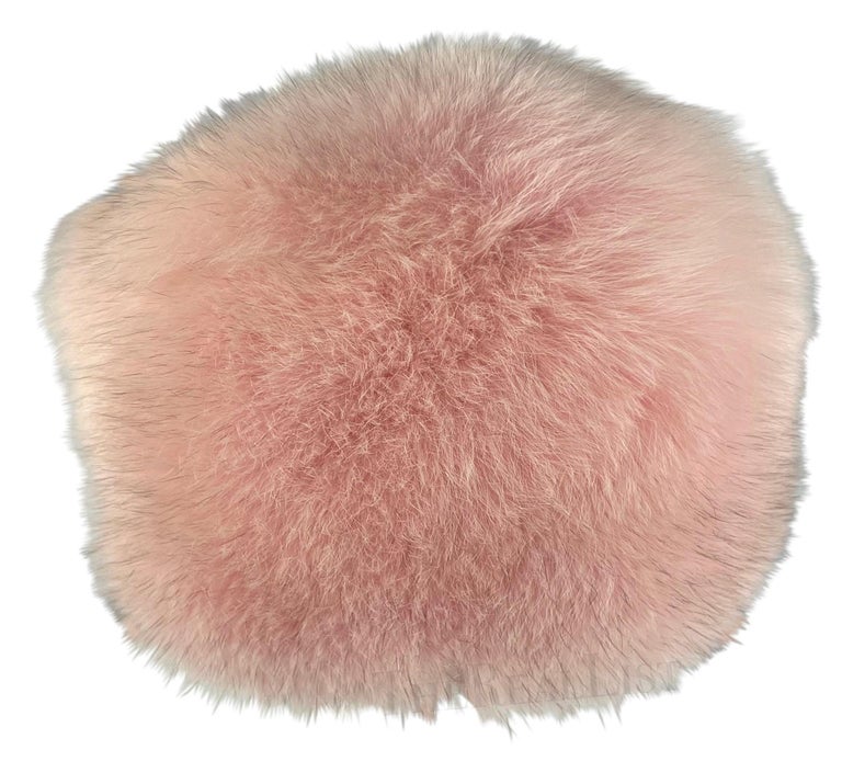 Early 2000s Burberry Pink Fox Fur Pill Box Hat For Sale at  display picture 3
