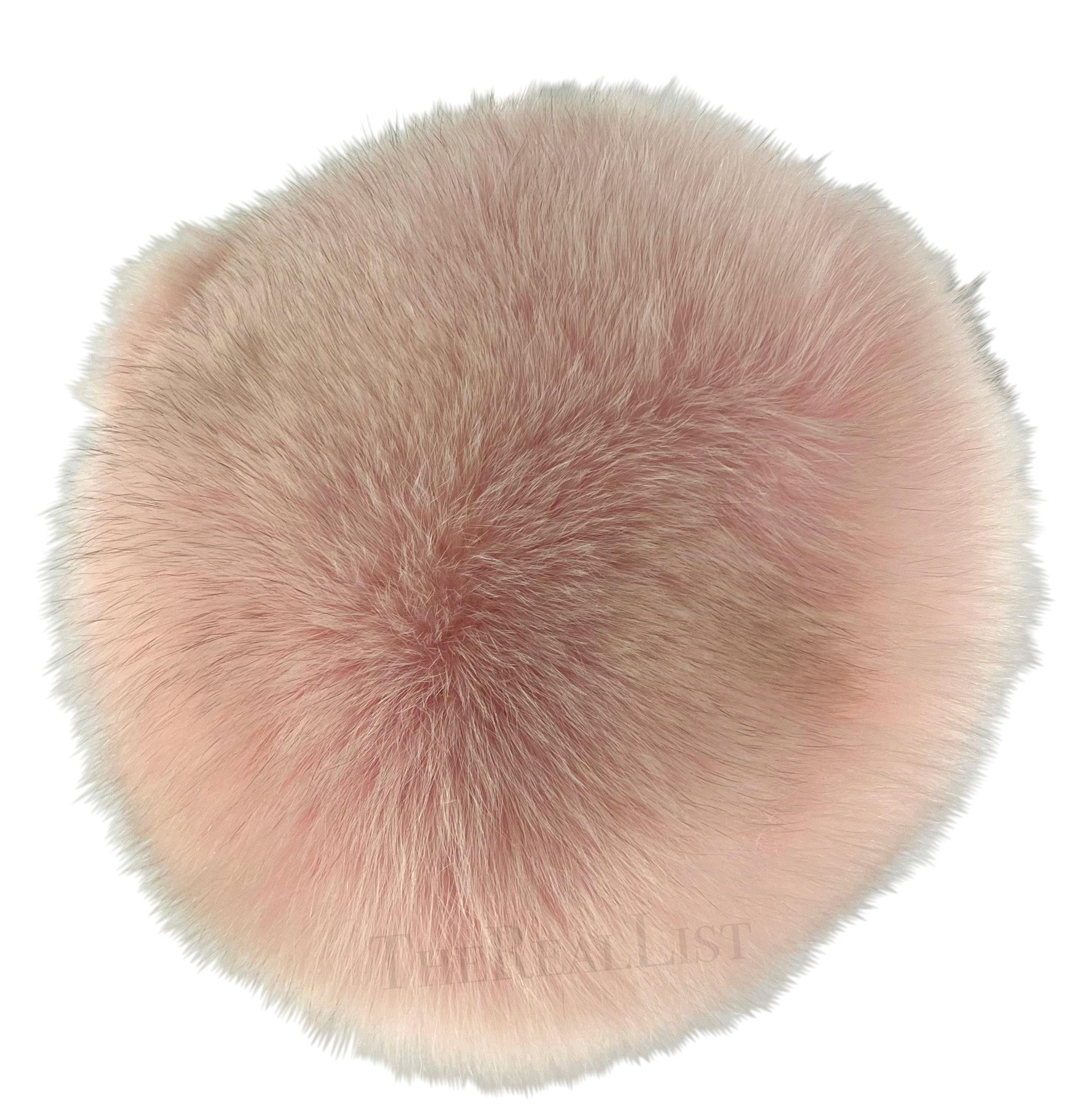 Brown Early 2000s Burberry Pink Fox Fur Pill Box Hat For Sale