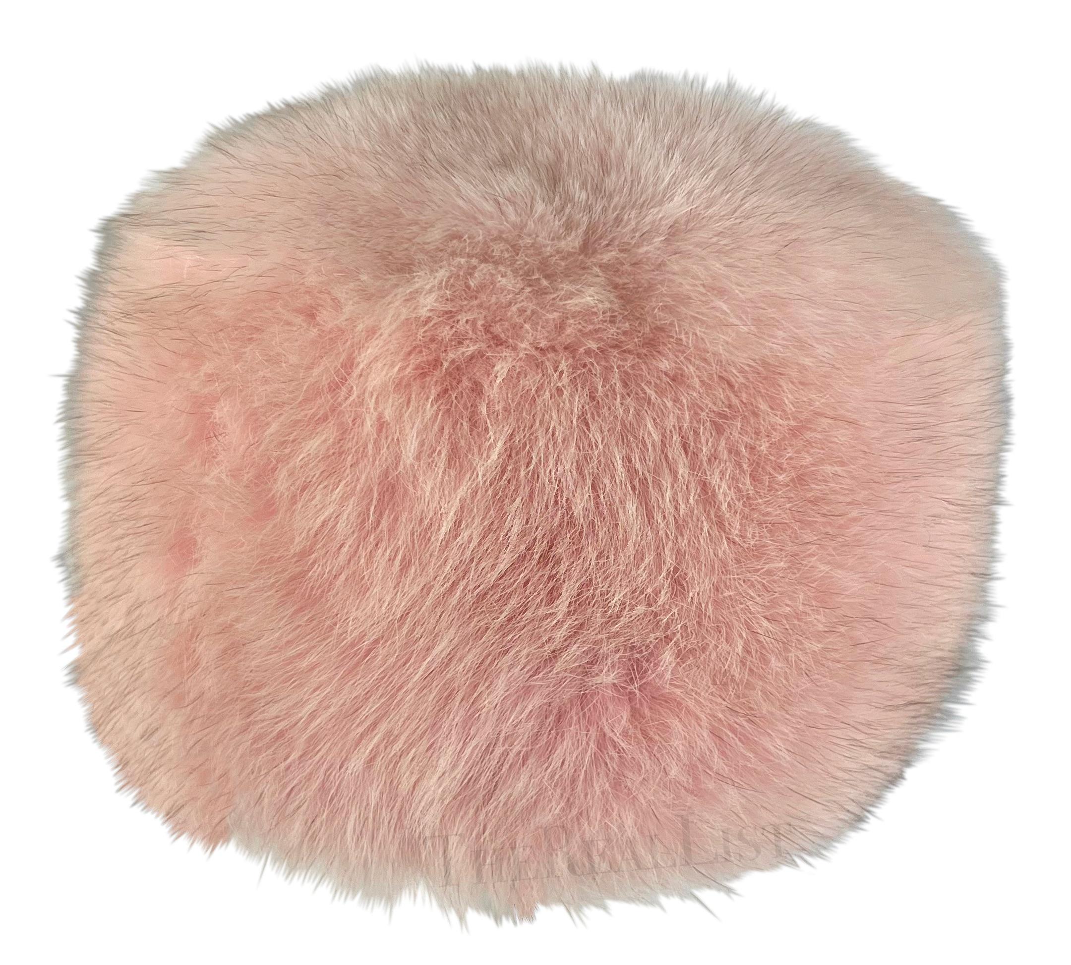 Early 2000s Burberry Pink Fox Fur Pill Box Hat In Excellent Condition For Sale In West Hollywood, CA