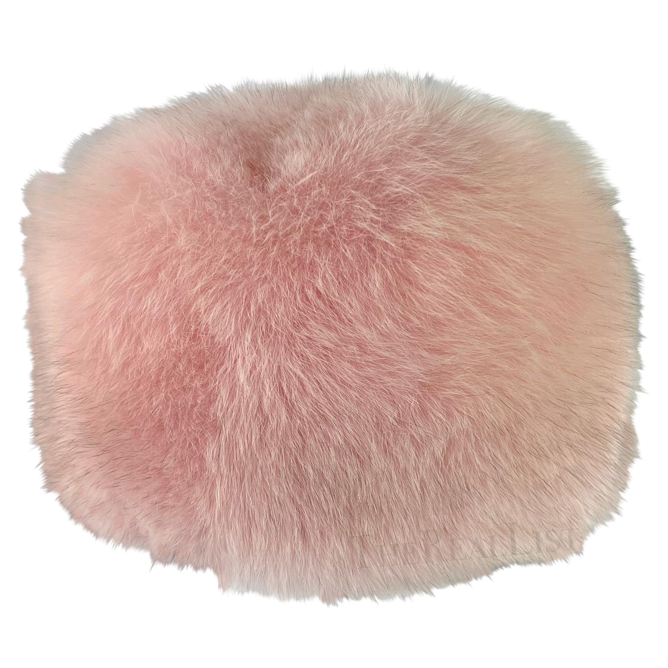Early 2000s Burberry Pink Fox Fur Pill Box Hat For Sale