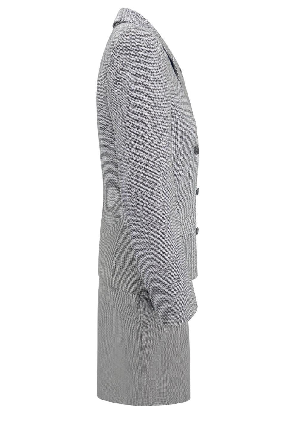 De las mujeres Traje con minifalda de doble botonadura de lana y mohair gris Calvin Klein de principios de la década de 2000 en venta