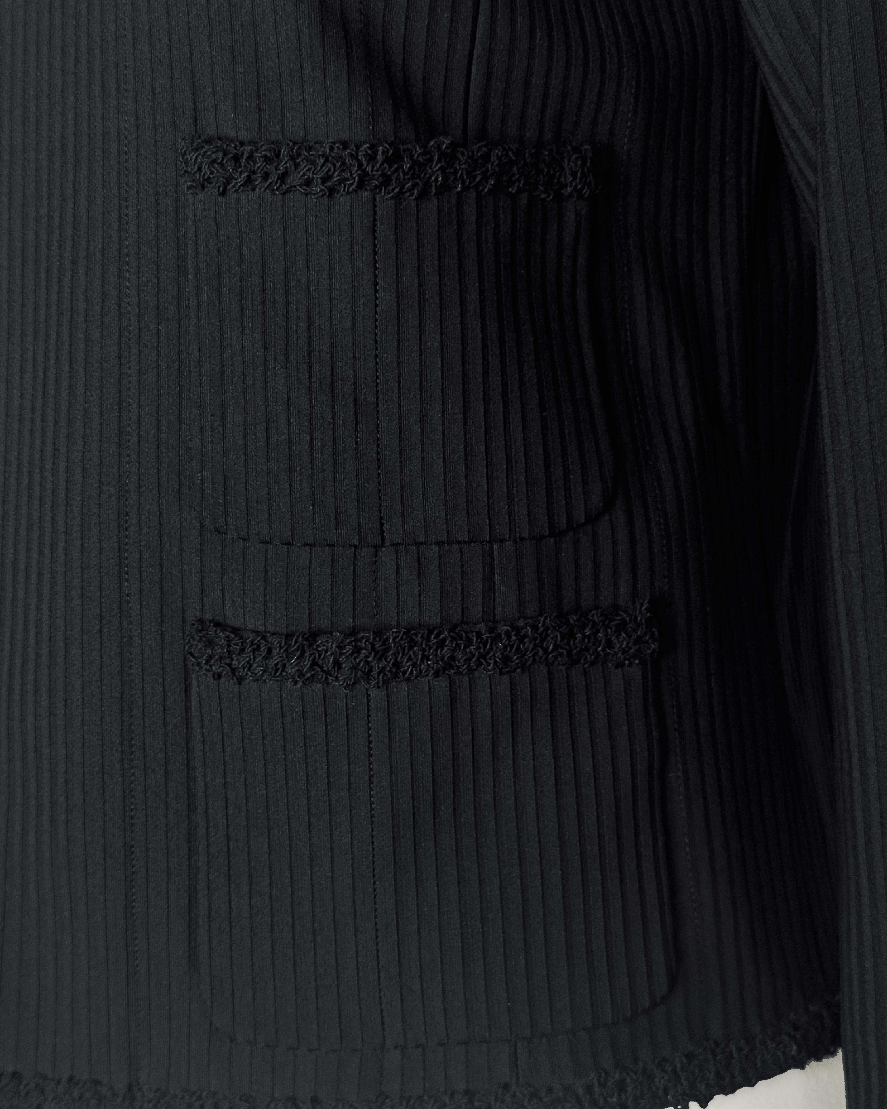 Début 2000 - Chanel - Veste à rayures tonales noires en vente 1