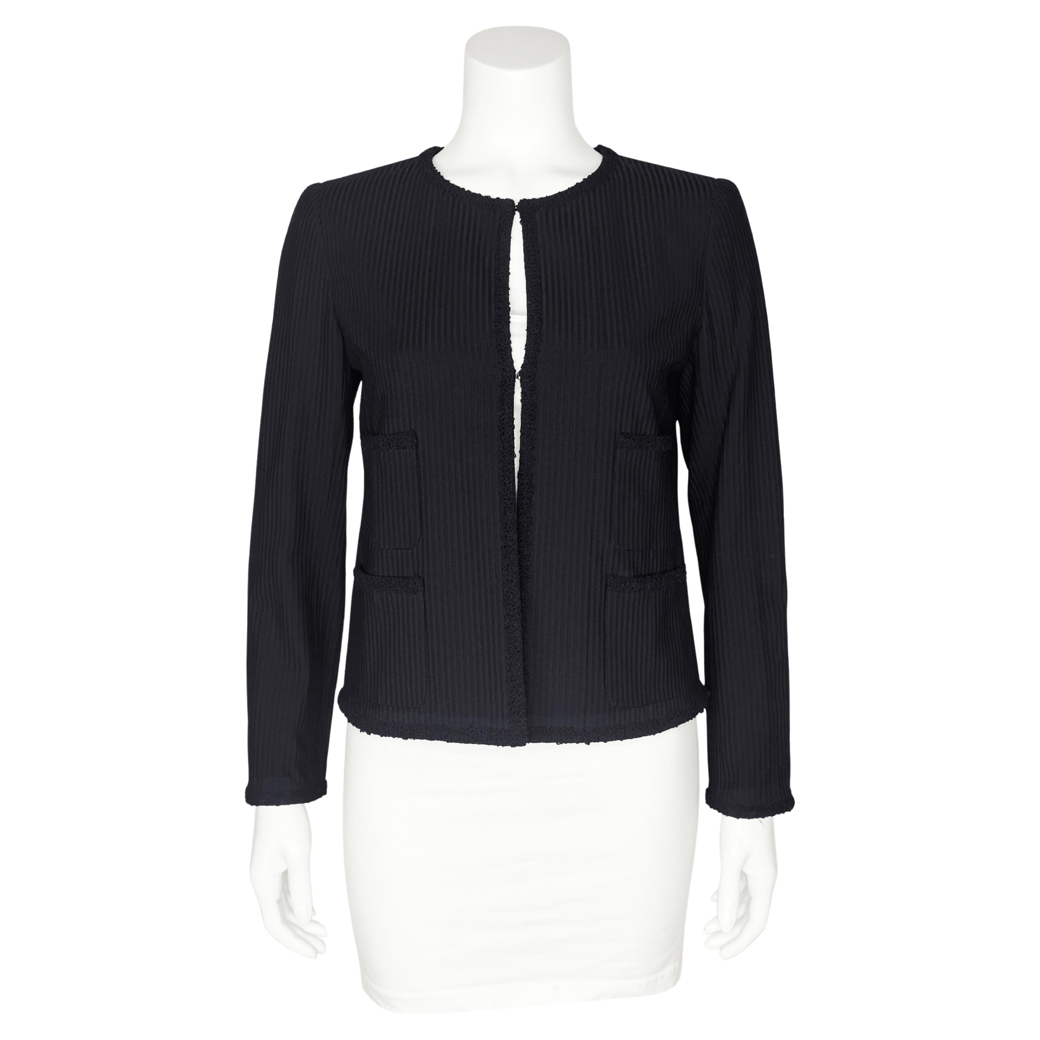 Début 2000 - Chanel - Veste à rayures tonales noires en vente