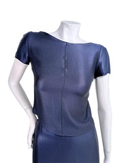 Early 2000s Chanel Navy Metallic Identification Collection Two Piece Set