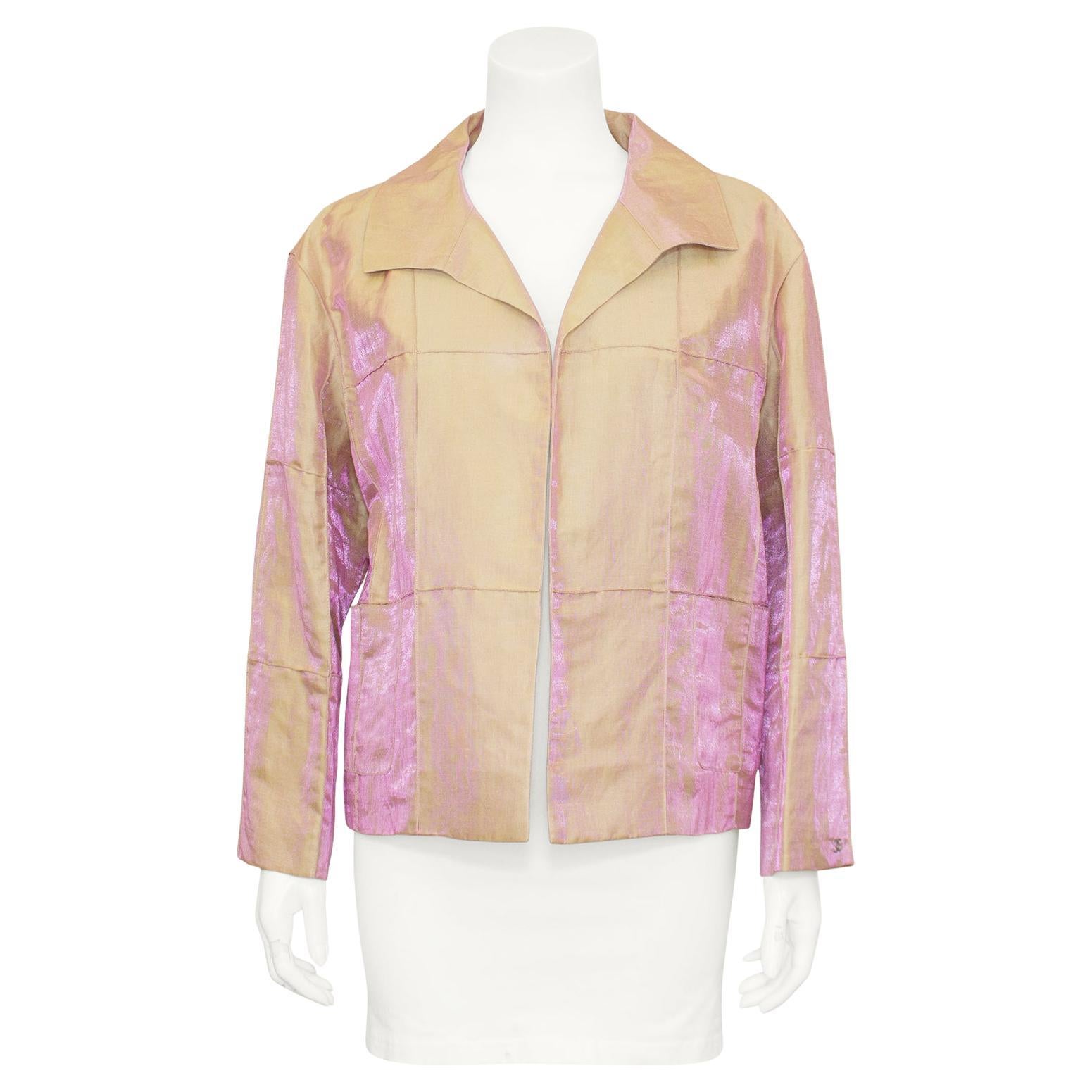 Early 2000s Chanel Pastel Iridescent Open Front Jacket 