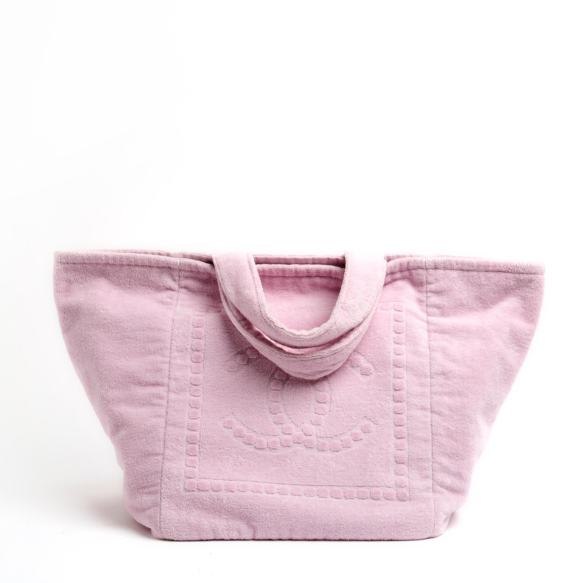 Early 2000s Chanel Pink Terrycloth CC Tote Bag In Excellent Condition In PARIS, FR