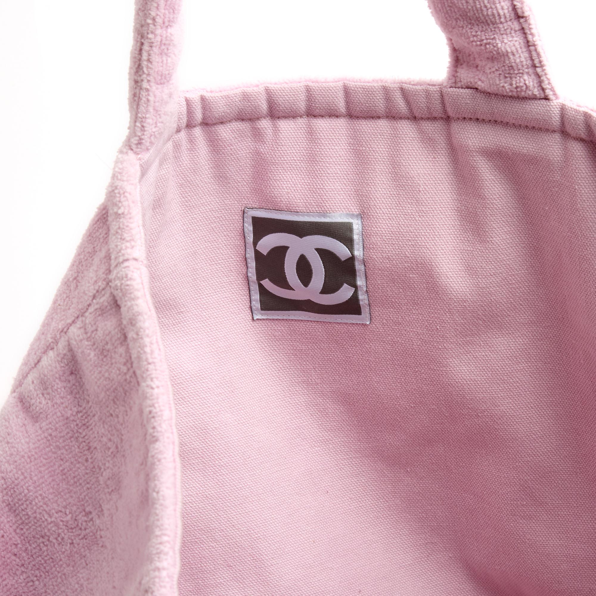 Early 2000s Chanel Pink Terrycloth CC Tote Bag 1