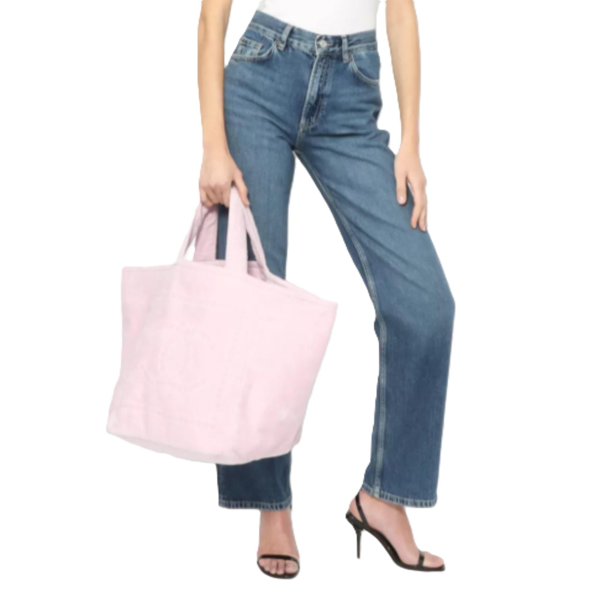 Early 2000s Chanel Pink Terrycloth CC Tote Bag 2