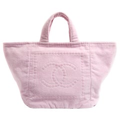 Début des années 2000 Chanel Sac à main CC en tissu éponge rose