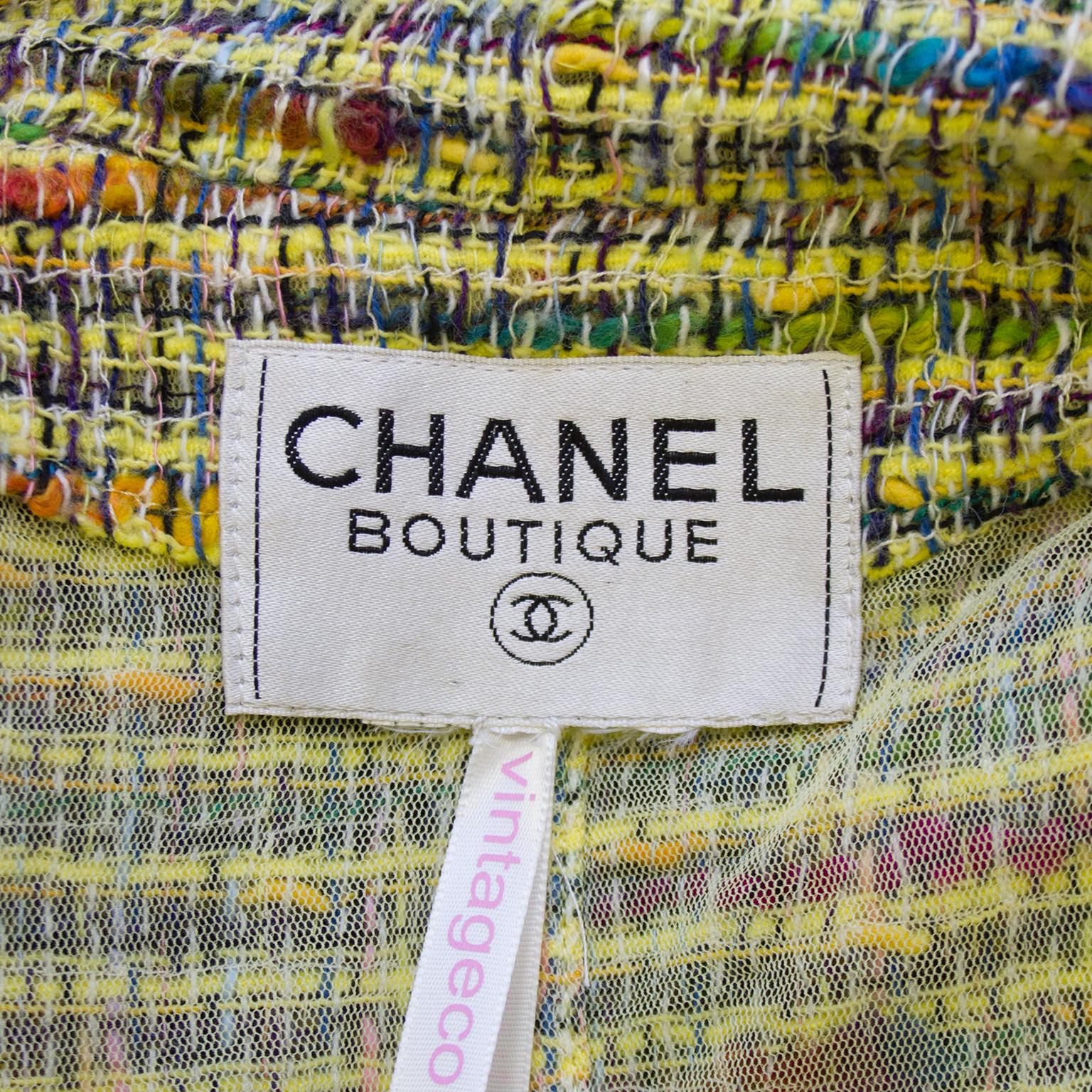 Women's Early 2000s Chanel Yellow and Red Boucle Pants Suit