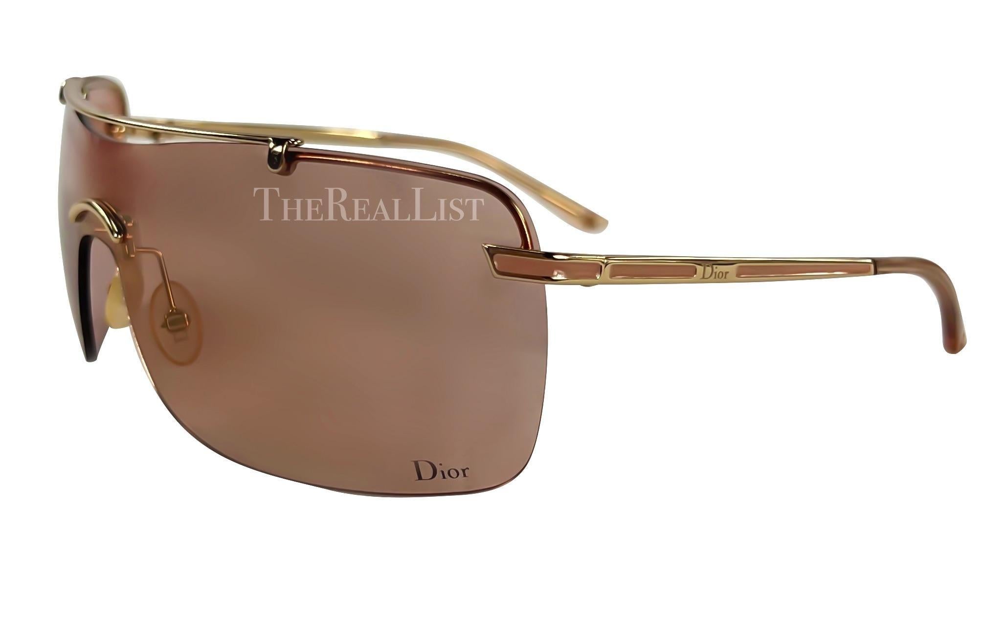 Marrone Occhiali da sole Christian Dior for Christian Dior by John Galliano Pink Gold Rimless Shields dei primi anni 2000 in vendita