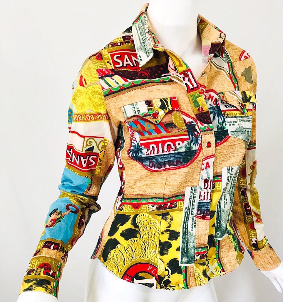 Christian Dior John Galliano Spring 2002 Rasta Rastafari Denim Shirt Jacket For Sale 4