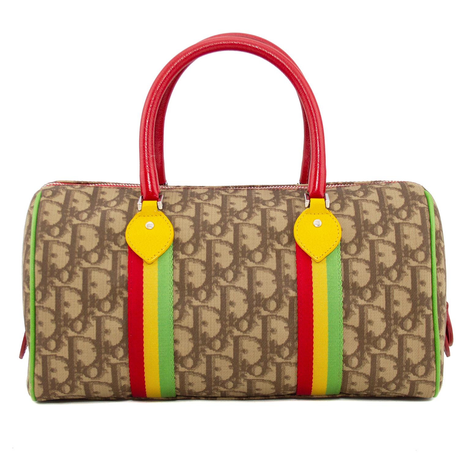 Brown Early 2000s Christian Dior Rasta Collection Boston Bag