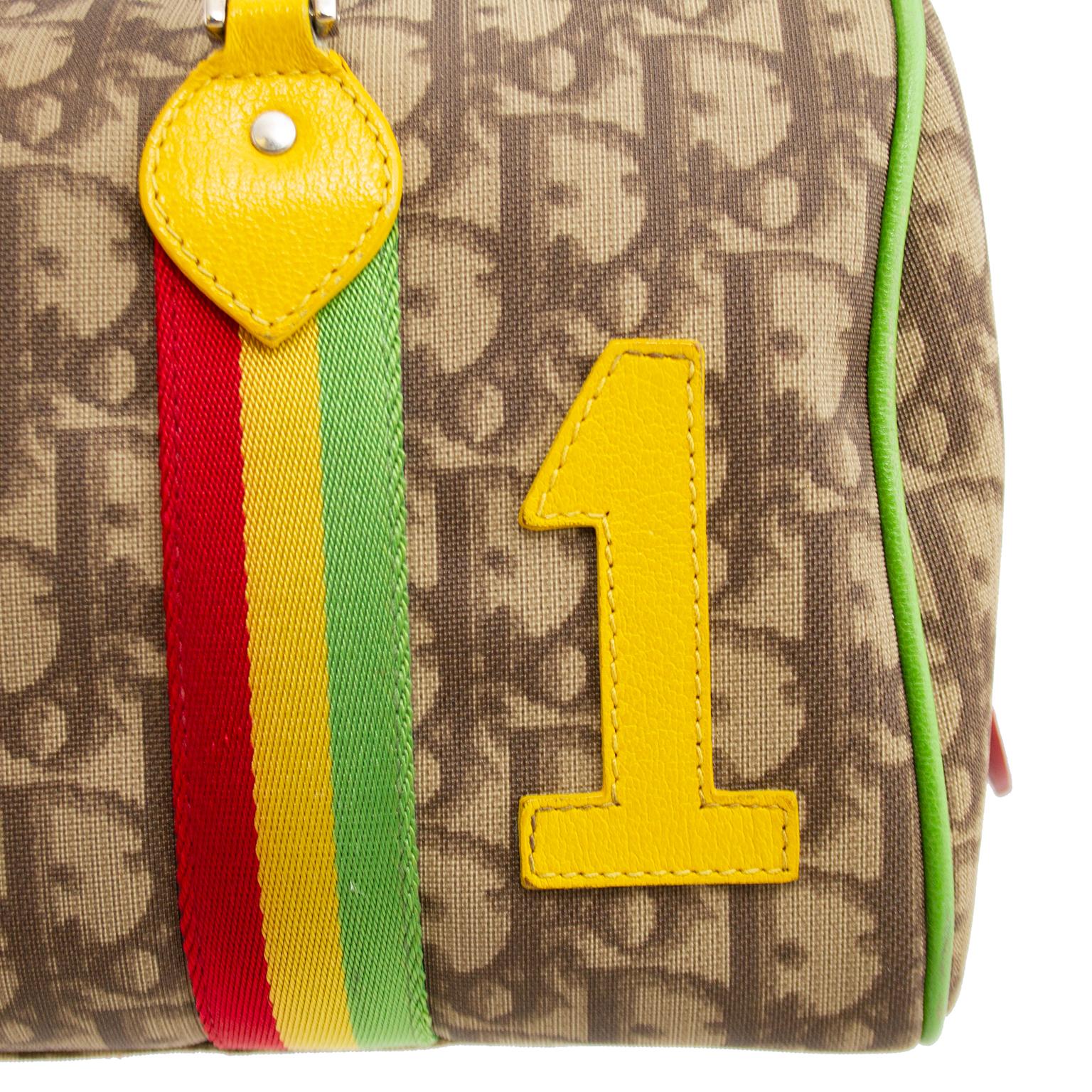 Early 2000s Christian Dior Rasta Collection Boston Bag In Good Condition In Toronto, Ontario