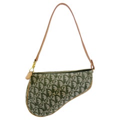 Early 2000s Diorissimo Saddle Pochette in Green Monogram