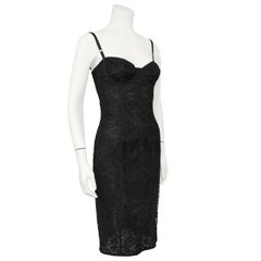 Early 2000s Dolce and Gabbana Black Lace Cocktail Dress