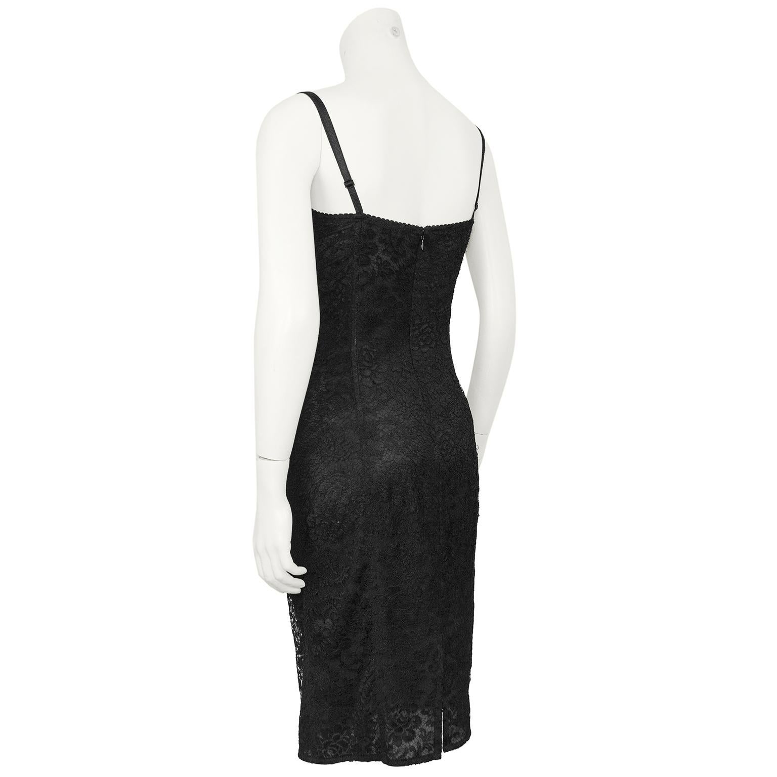Early 2000s Dolce and Gabbana Black Lace Cocktail Dress In Good Condition For Sale In Toronto, Ontario