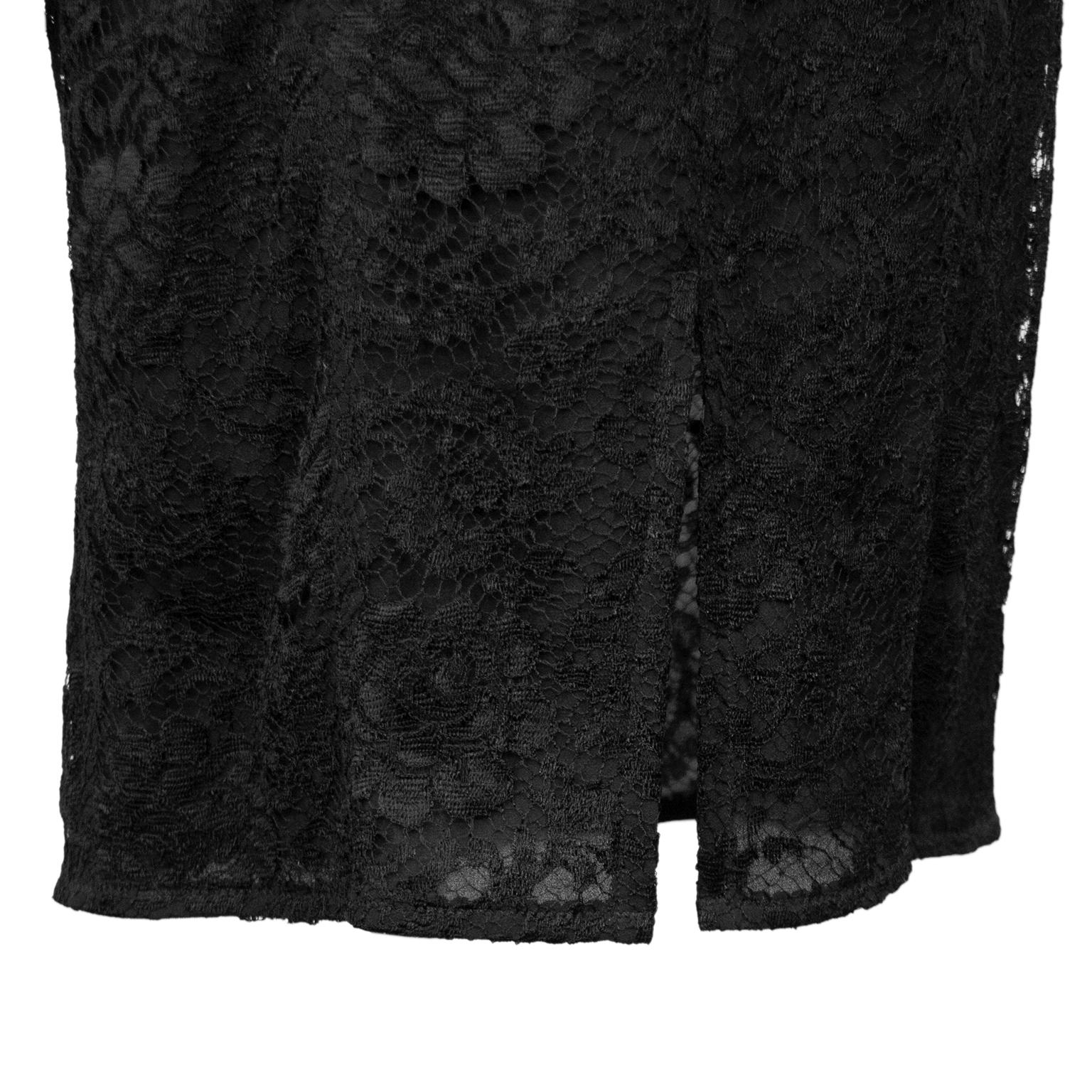 Early 2000s Dolce and Gabbana Black Lace Cocktail Dress For Sale 1